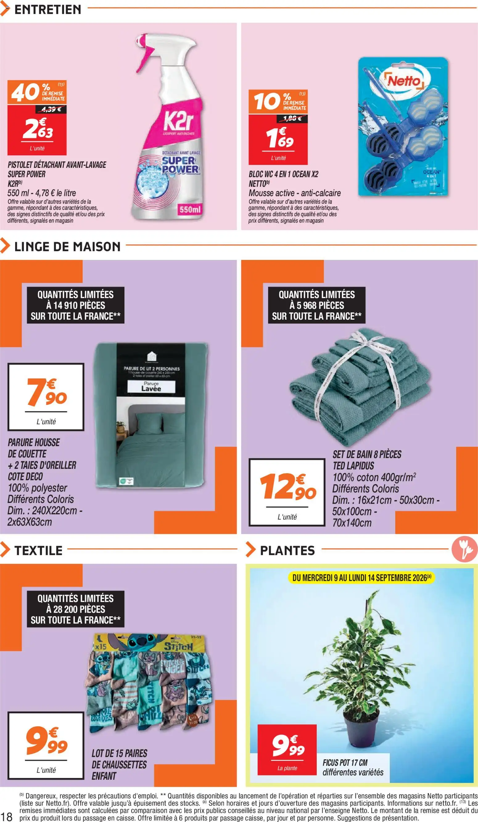 {H1} | Page: 18 | Produits: Coton, Parure de lit, Détachant avant lavage, Chaussettes