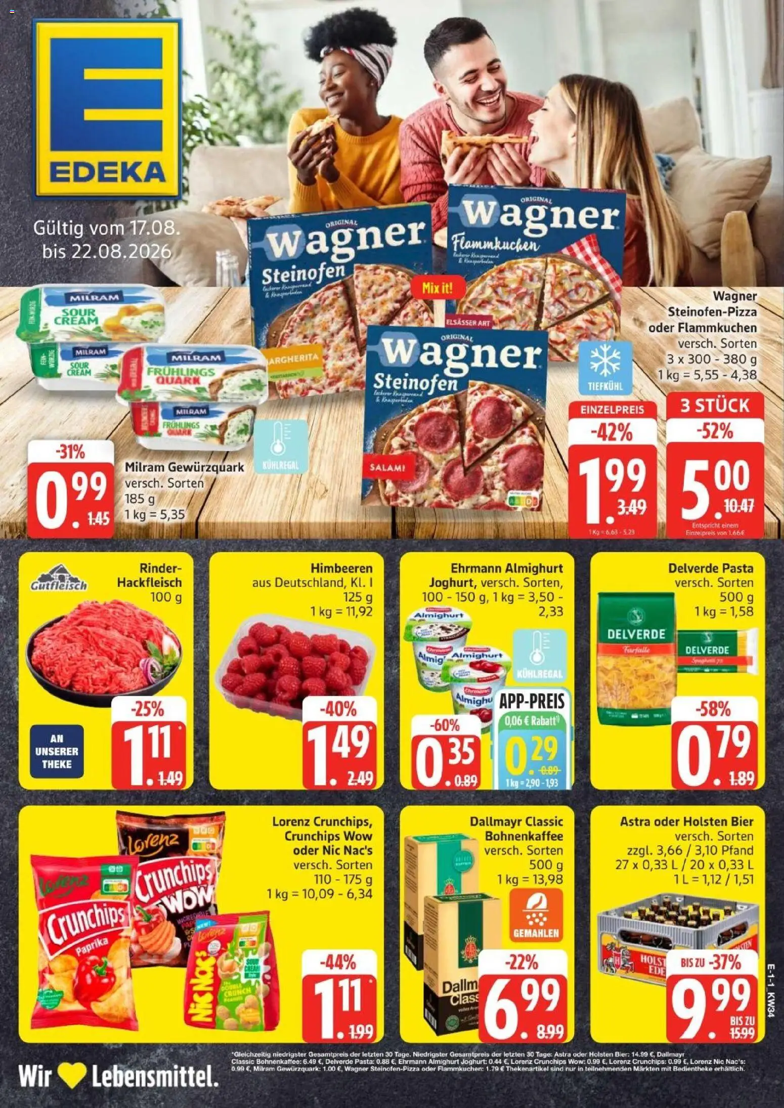 Edeka Prospekt Hamburg – gültig ab 17.08.2026 | Seite: 1 | Produkte: Holsten, Lorenz crunchips, Salami, Hackfleisch
