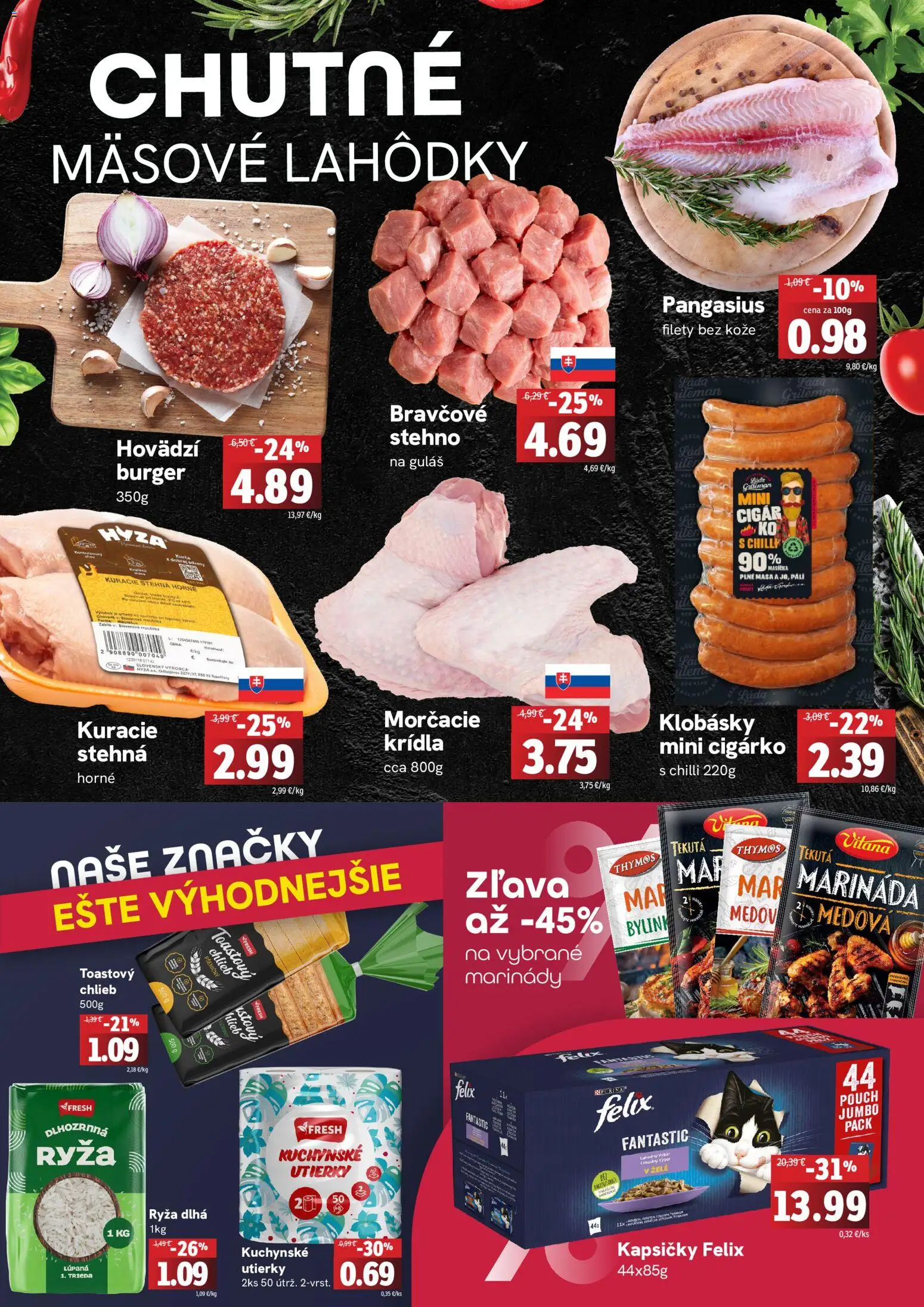 Nové Fresh akcie – leták je platný od 09.07.2026 | Strana: 2 | Produkty: Felix, Chlieb, Ryža, Chilli