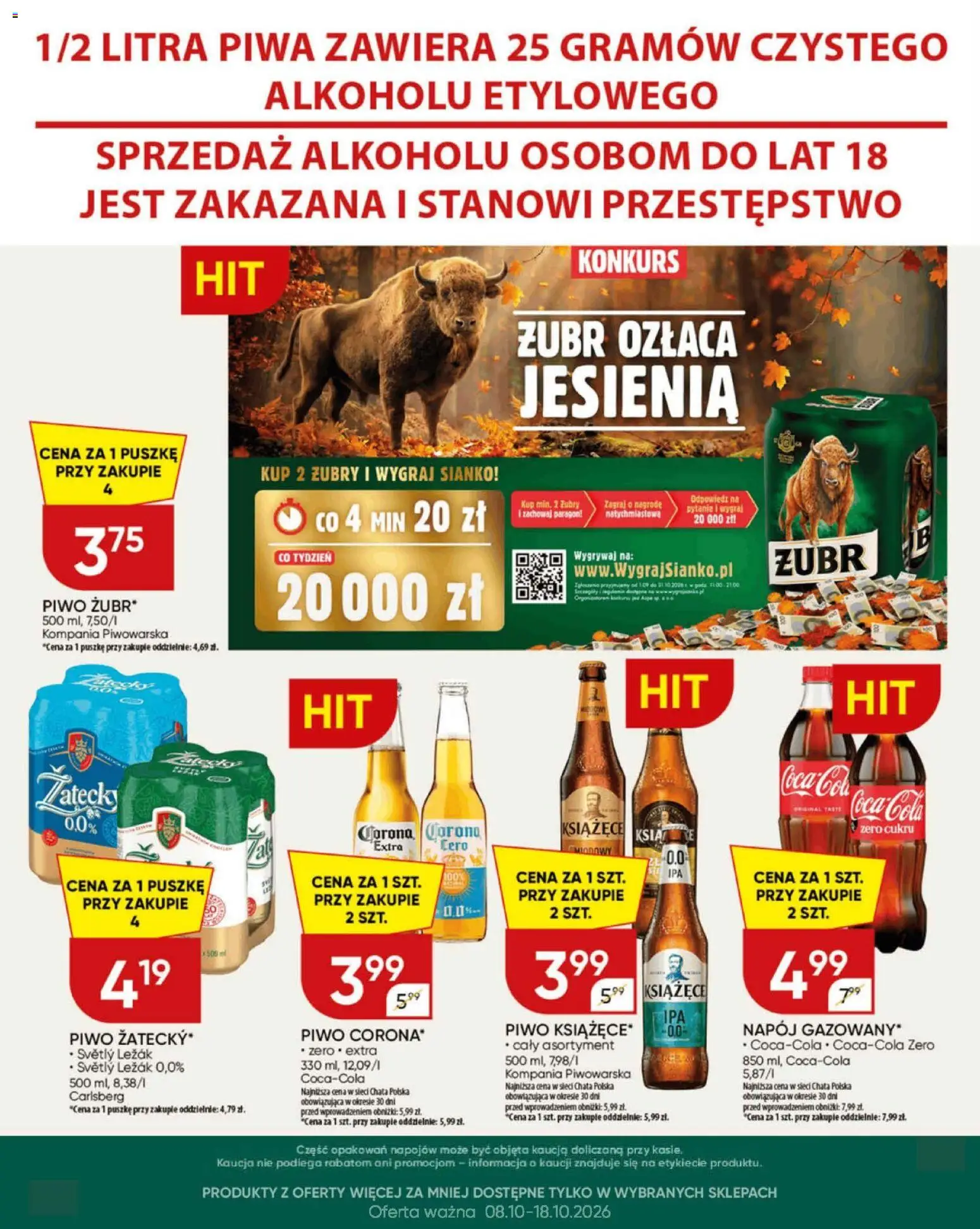 Chata Polska gazetka od 08.10.2026 | Strona: 23 | Produkty: Leżak, Carlsberg, Piwo