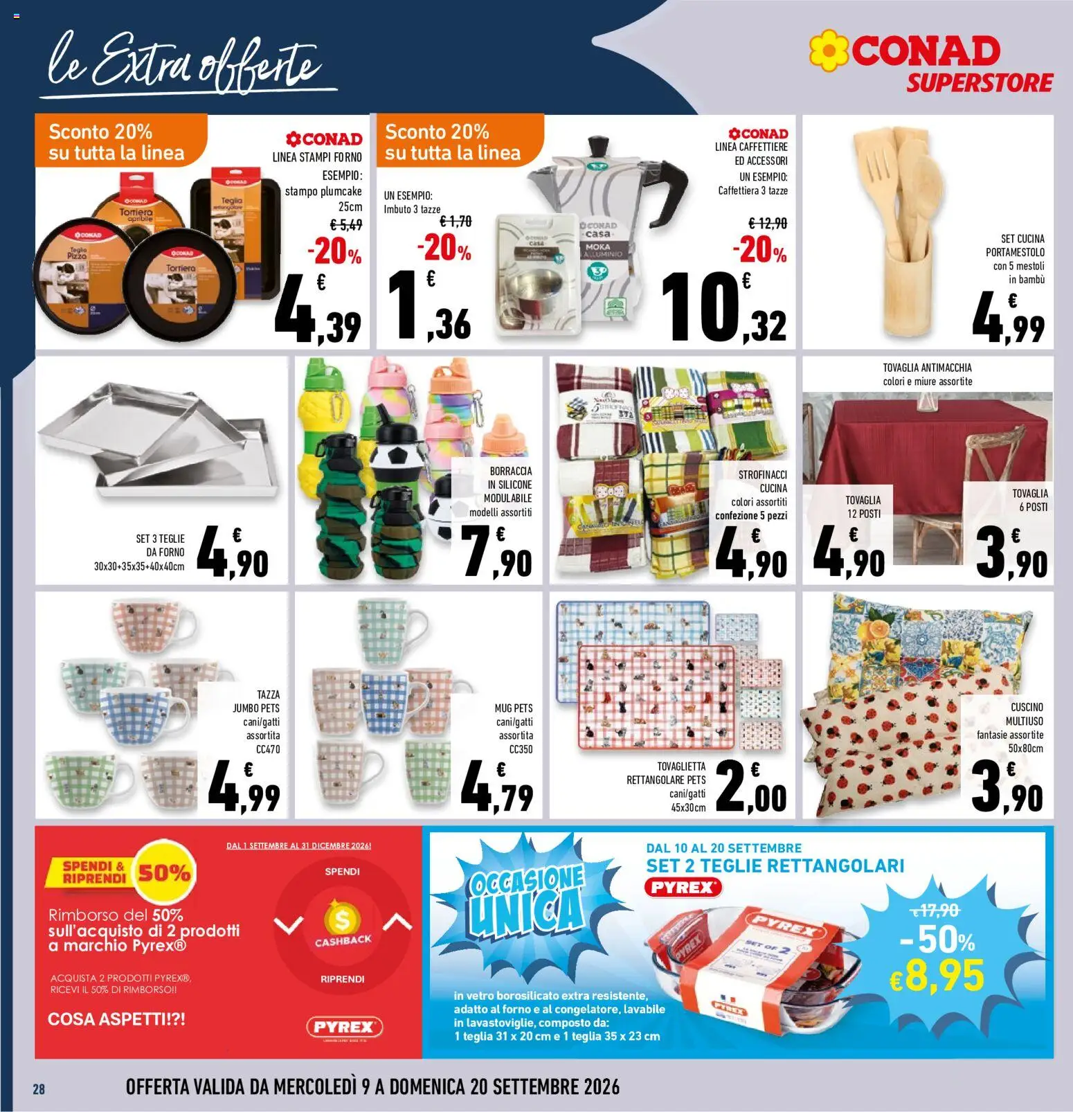 Volantino Conad del 09/09/2026 | Pagina: 28 | Prodotti: Teglia, Forno, Strofinacci, Imbuto