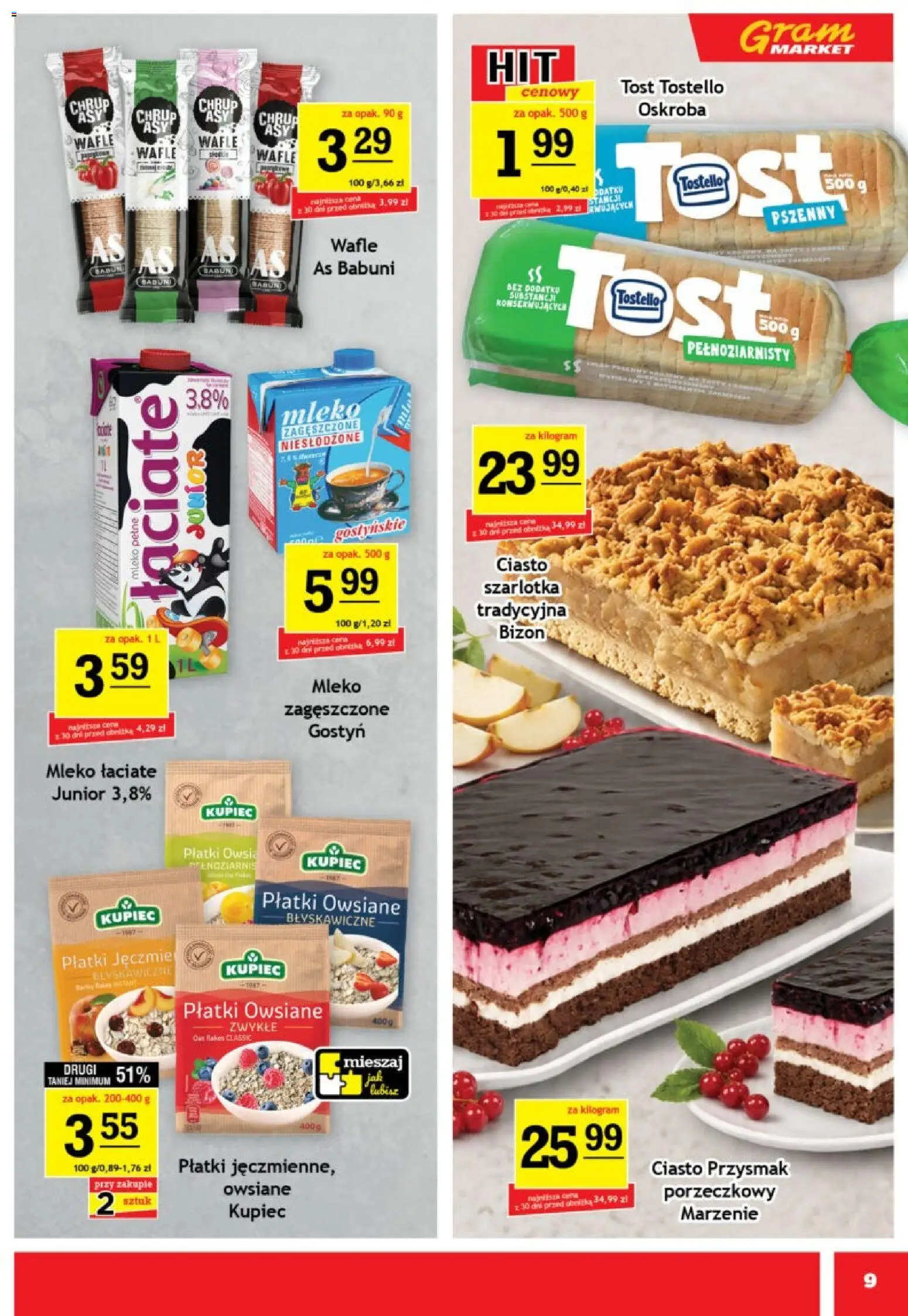 Gram Market gazetka od 15.07.2026 | Strona: 9 | Produkty: Płatki owsiane, Wafle, Ciasto, Mleko
