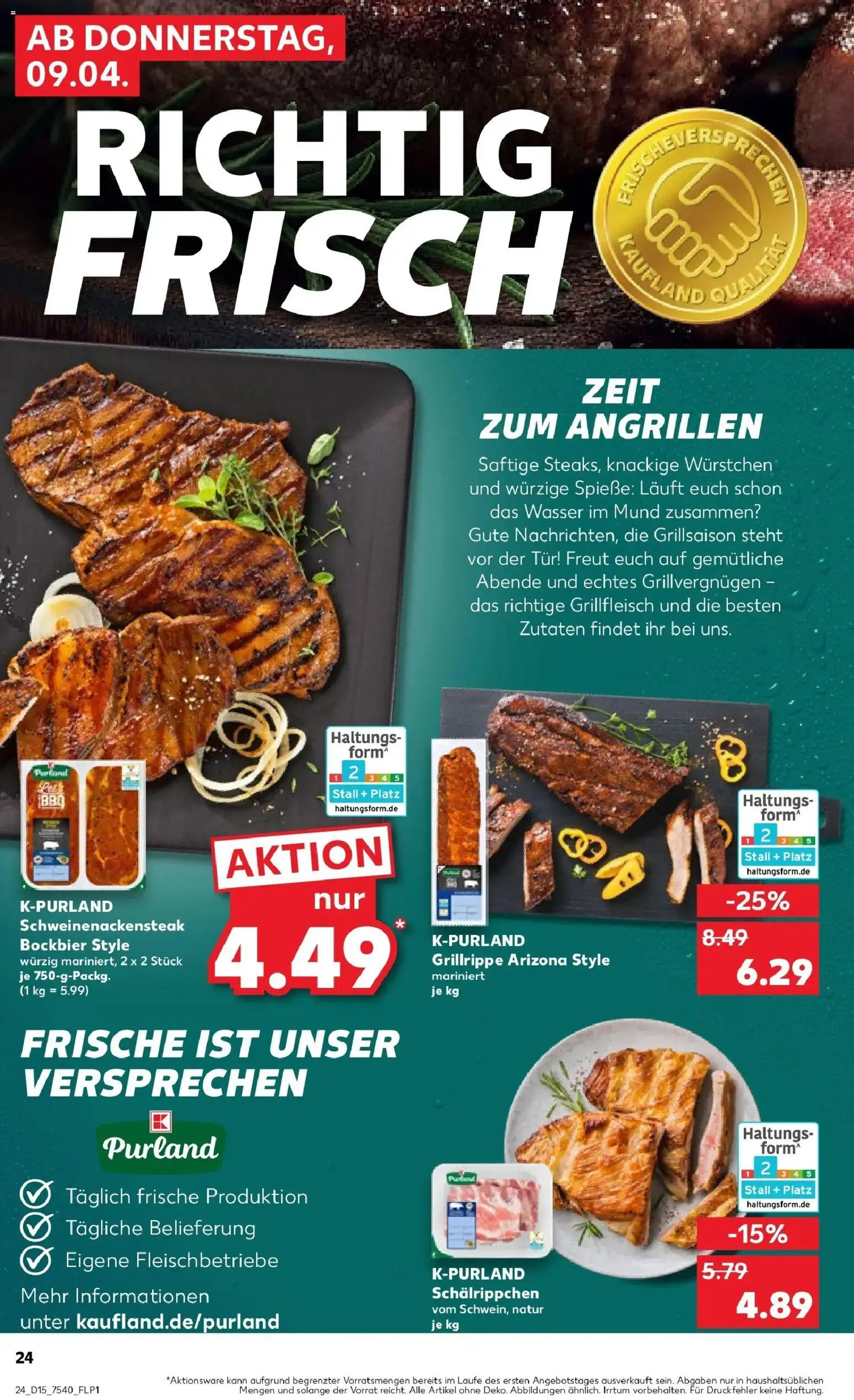 Kaufland Prospekt Oschersleben (Bode)	 – gültig ab 08.04.2026 | Seite: 24 | Produkte: Grillfleisch, Tür, Spieße, Wasser
