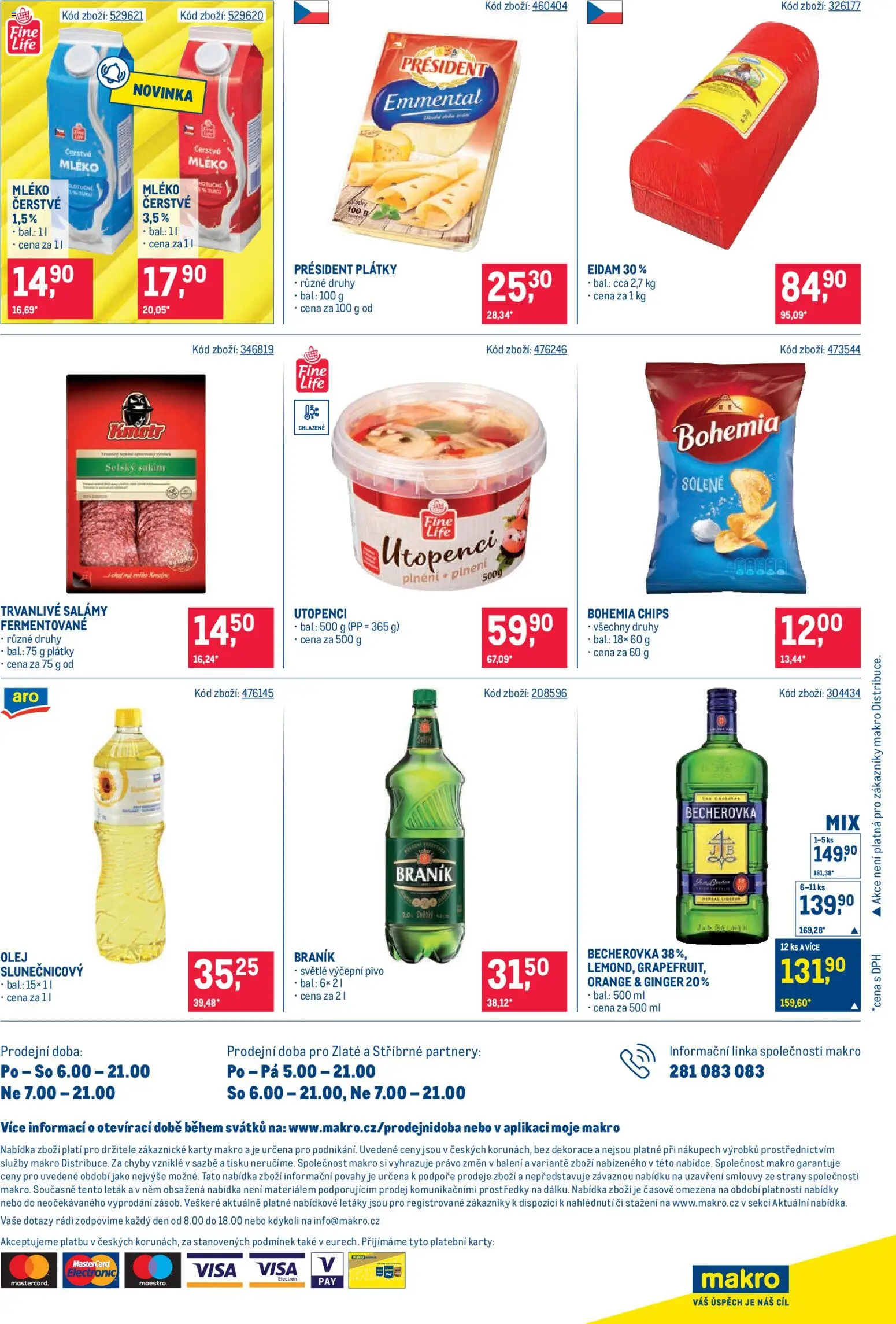 Makro leták - Maloobchod od 15.07.2026 | Strana: 16 | Produkty: Mléko, Braník, Karty, Bohemia chips