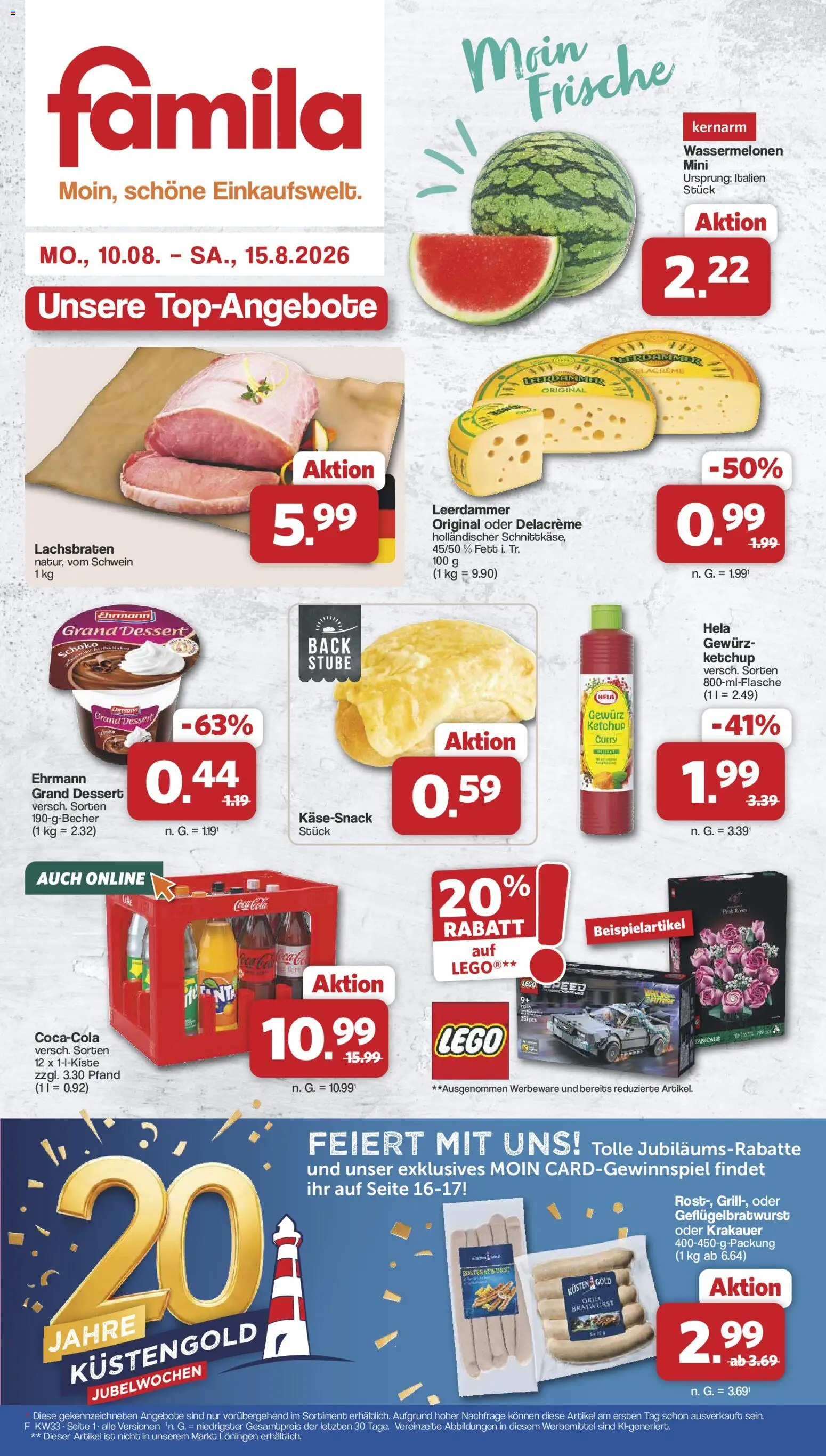 Famila Nordwest Prospekt – gültig ab 10.08.2026 | Seite: 1 | Produkte: Grill, Fanta, Leerdammer, Ketchup