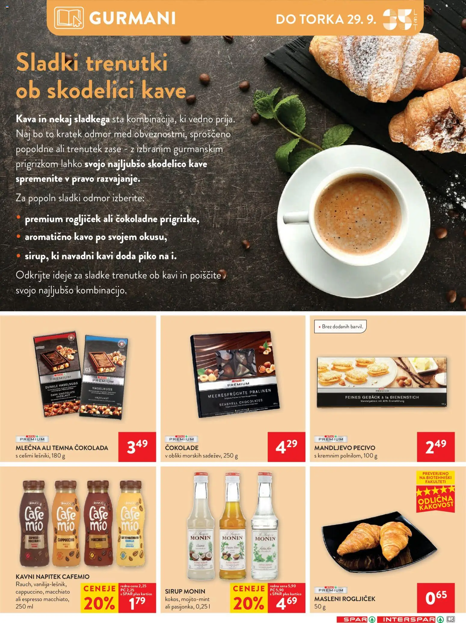 Novi Spar katalog ponudbe – veljaven od 23.09.2026 | Stran: 32 | Izdelki: Temna čokolada, Sirup, Kava, Cokolada
