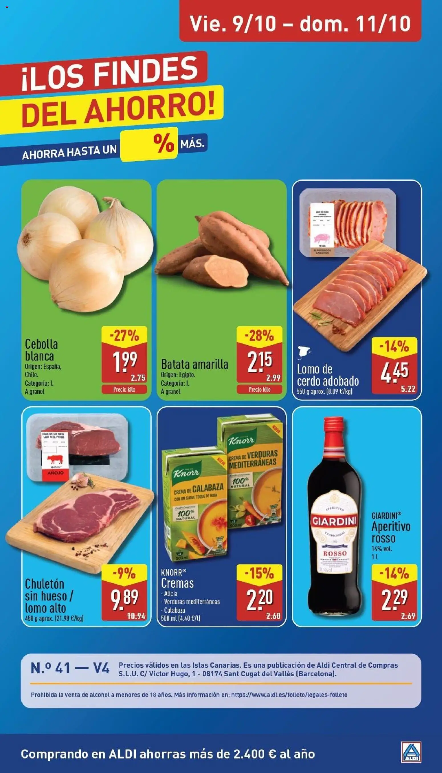 Aldi folleto Canarias │ válido desde el 05/10/2026 | Página: 27 | Productos: Crema, Cebolla, Lomo de cerdo, Alcohol