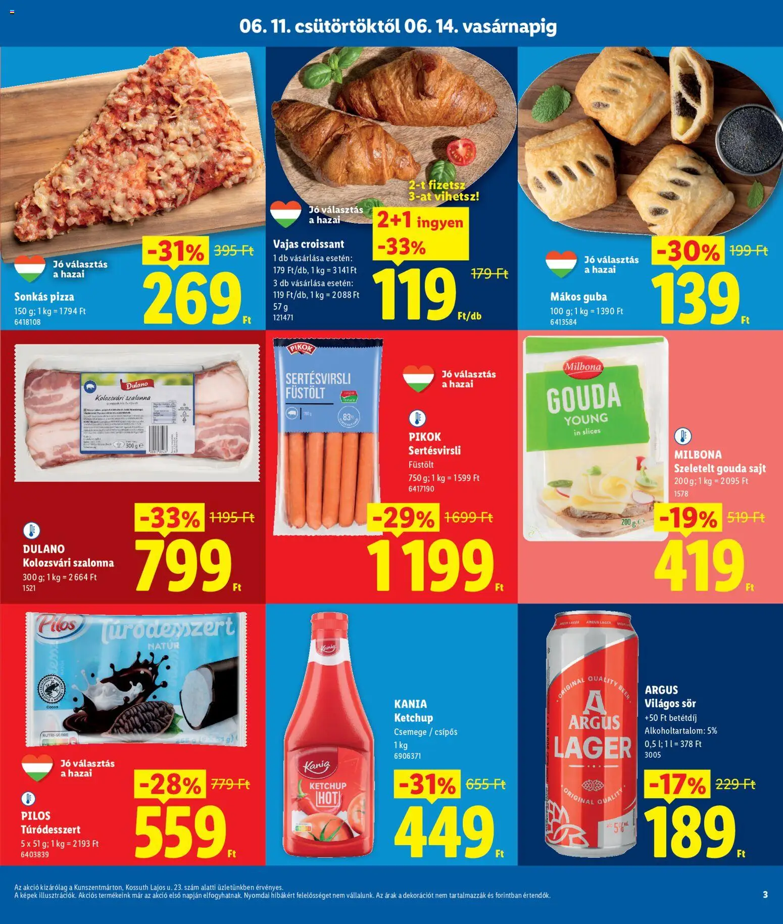 Lidl akciós ujság - amely érvényes a következő dátumtól: 2026.06.11. | Oldal: 3 | Termékek: Gouda, Bacon, Pizza, Sör