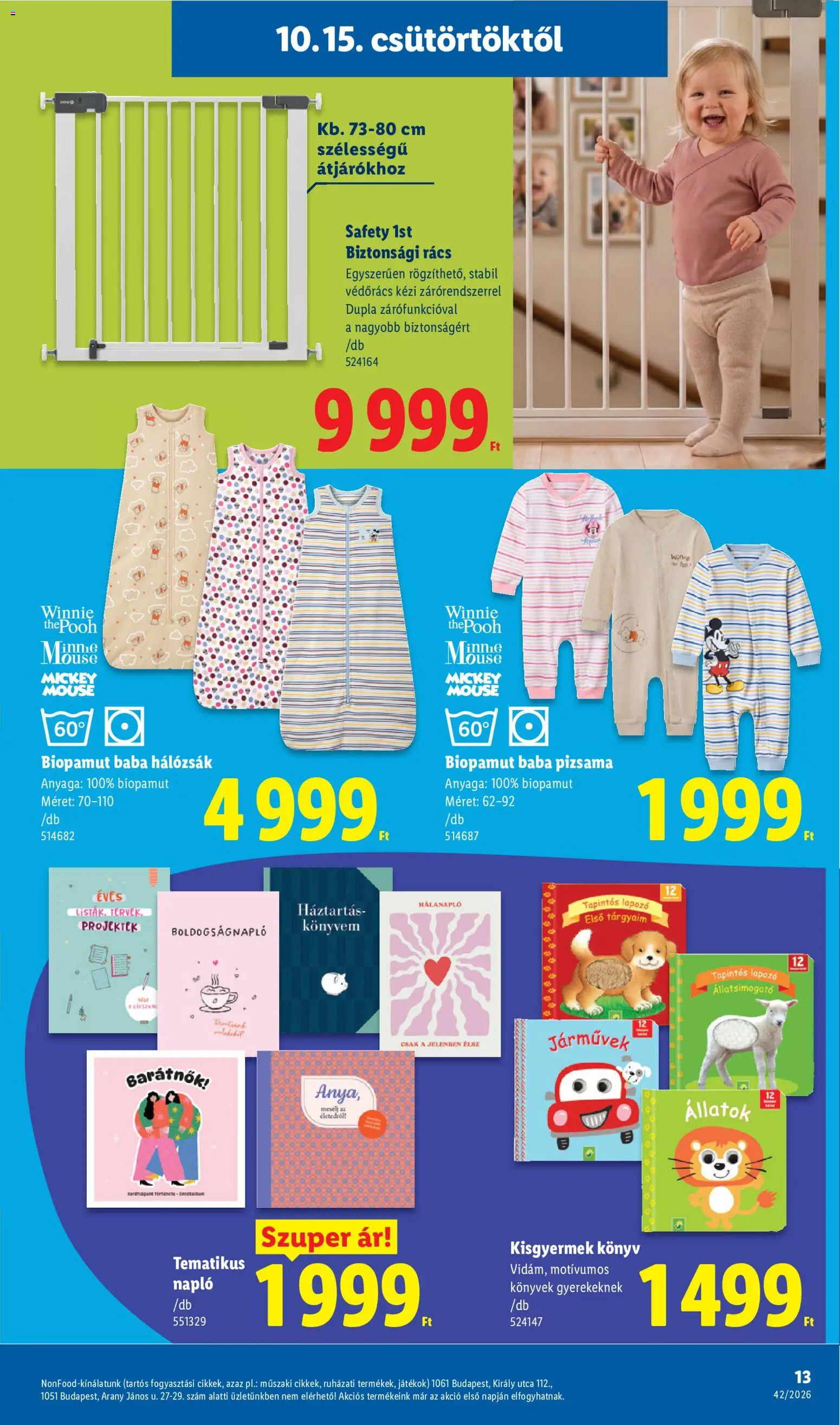 Lidl akciós ujság - amely érvényes a következő dátumtól: 2026.10.15. | Oldal: 13 | Termékek: Baba hálózsák, Könyvek, Könyv, Baba