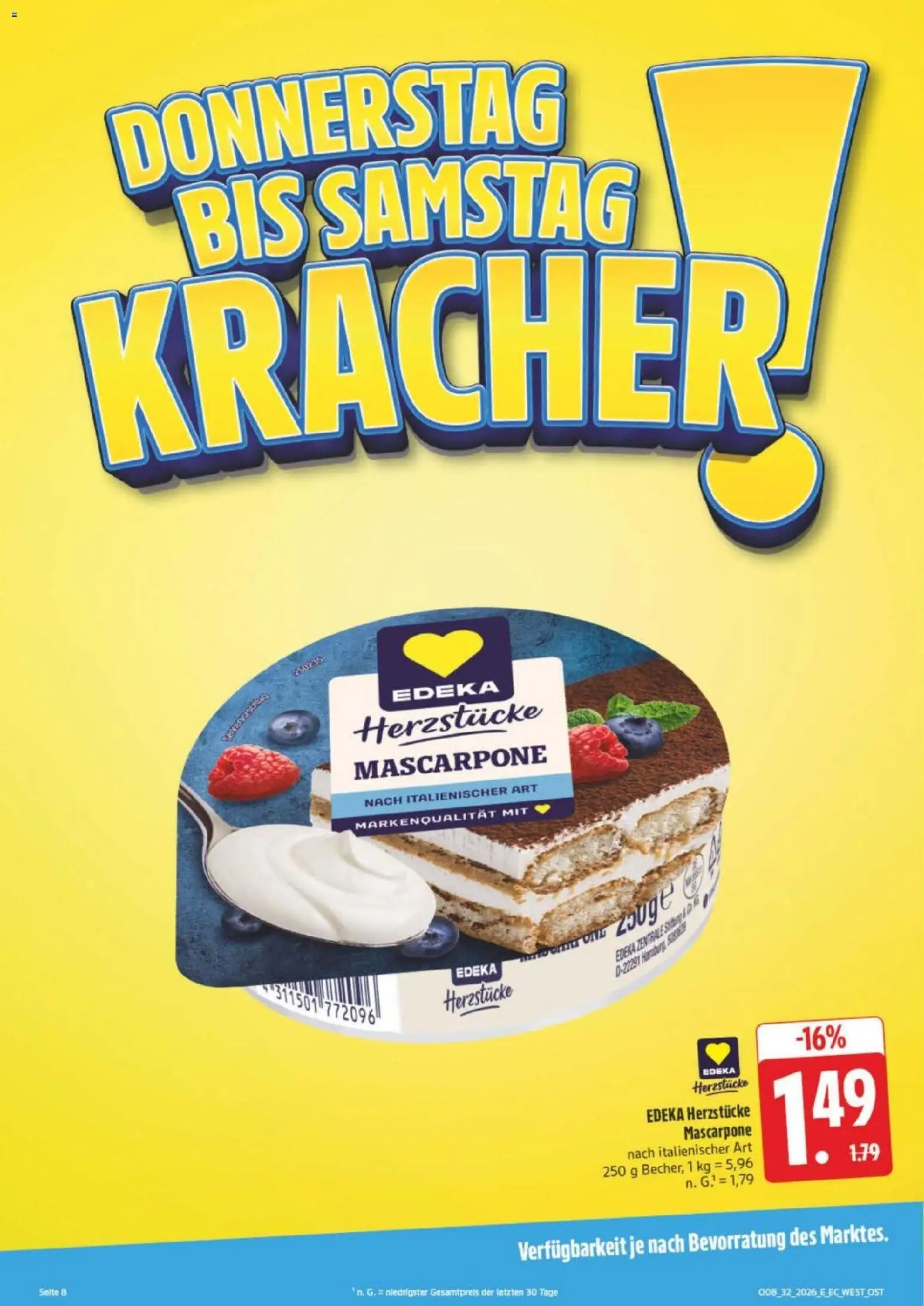 Edeka Prospekt Leipzig – gültig ab 03.08.2026 | Seite: 36 | Produkte: Mascarpone