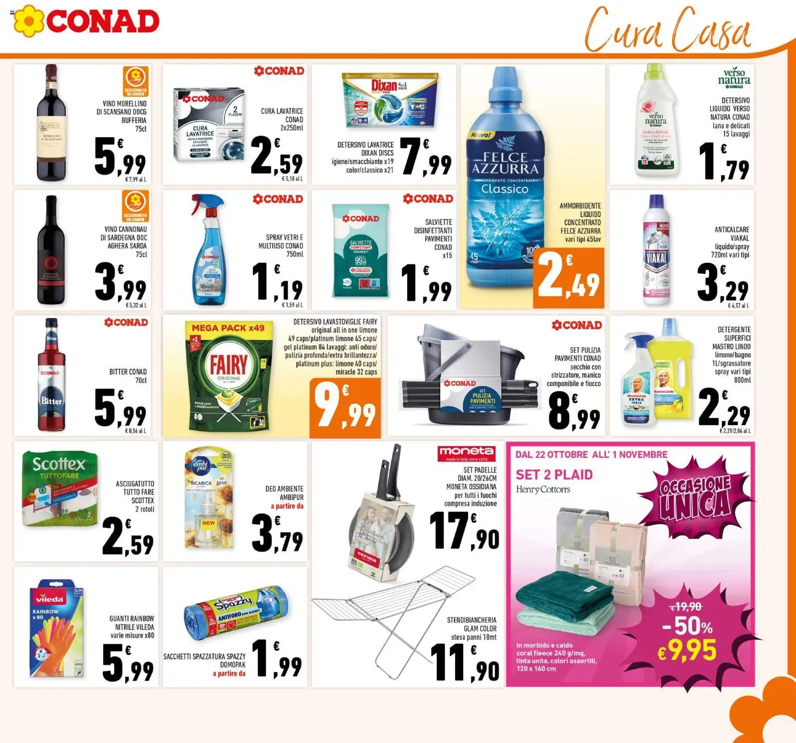 Volantino Conad del 21/10/2026 | Pagina: 17 | Prodotti: Vino, Guanti, Asciugatutto, Salviette disinfettanti