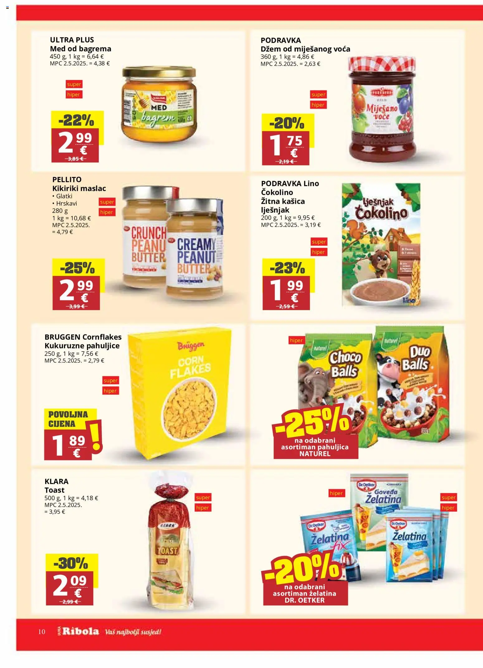 Ribola katalog | vrijedi od 20.05.2026 | Stranica: 10 | Proizvodi: Med, Podravka, Pahuljice, Voće