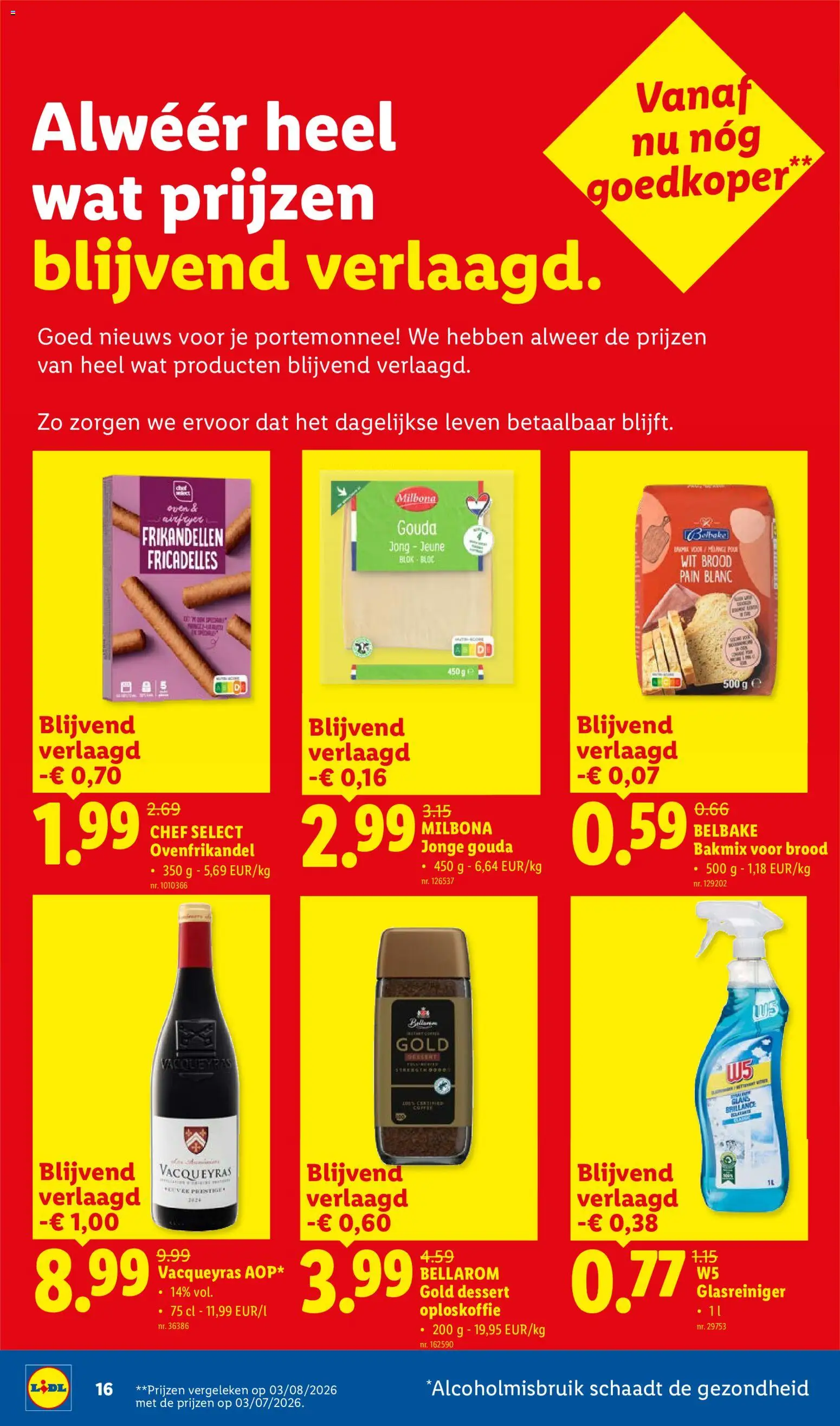 {H1} | Pagina: 16 | Producten: Oploskoffie, Gouda, Dessert, Brood