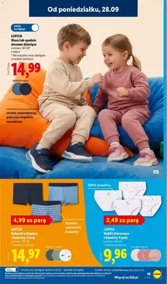 Pogląd oferty "LUPILU Bokserki chłopięce z bawełną, 3 pary, Bokserki chłopięce z bawełną, 3 pary, rozmiary: 98-128, 2 zestawy do wyboru. Wysoka zawartość bawełny." - ważna od 28.09.2026 | Strona: 23 | Produkty: Spodnie, Majtki, Bokserki