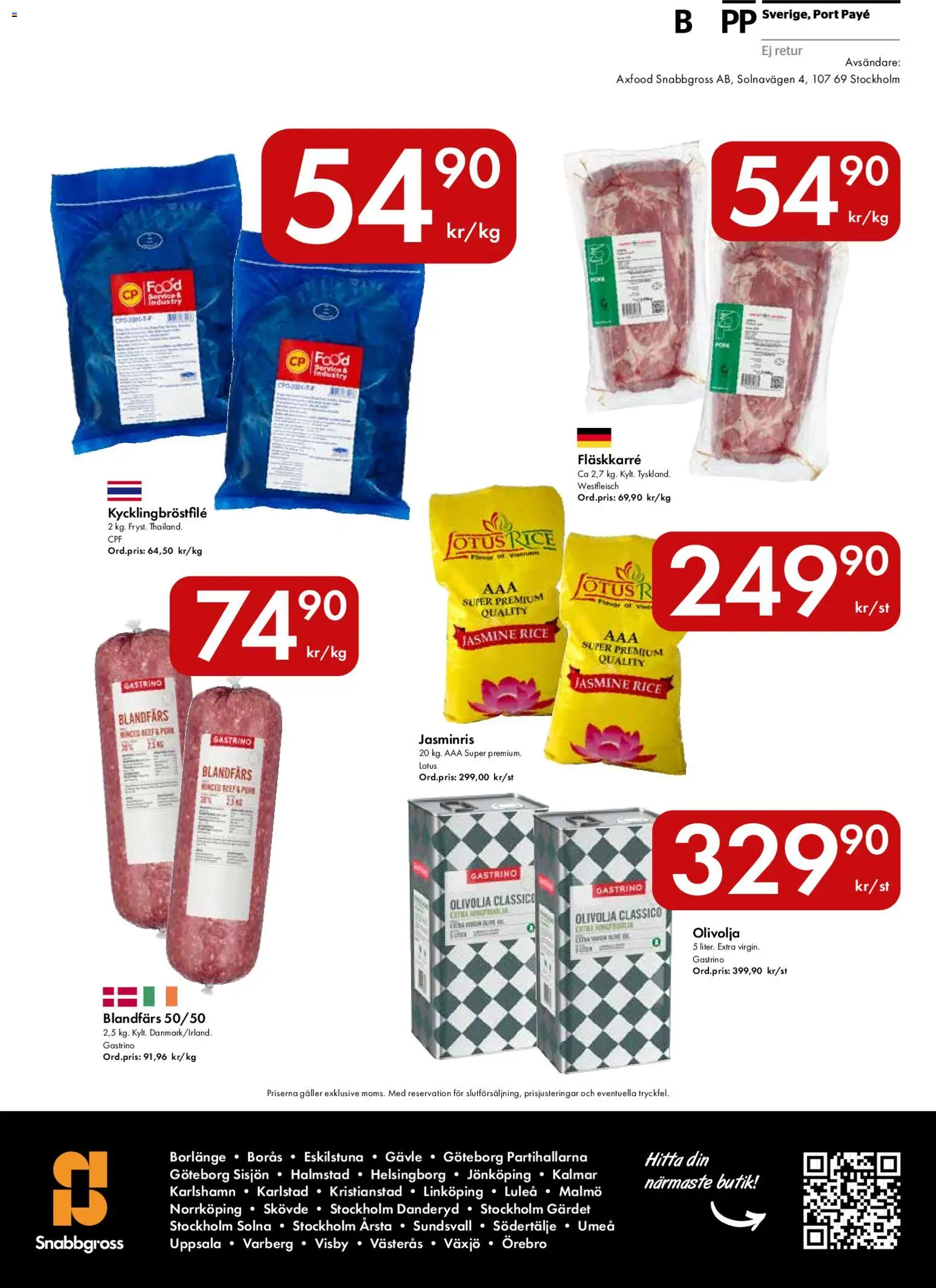 Snabbgross reklamblad aktuell från 24/08/2026 | Sida: 16 | Produkter: Galler, Fläskkarré, Blandfärs, Olivolja