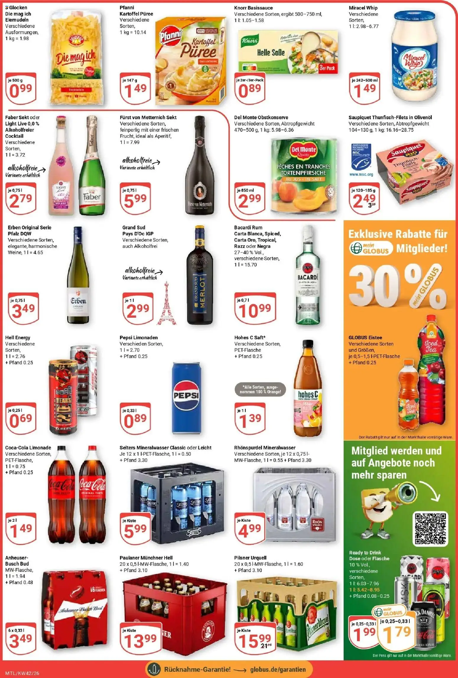 Globus Prospekt Maintal-Dörnigheim (ab 12.10.2026) » Angebote online | Seite: 4 | Produkte: Bacardi, Merlot, Miracel whip, Mineralwasser
