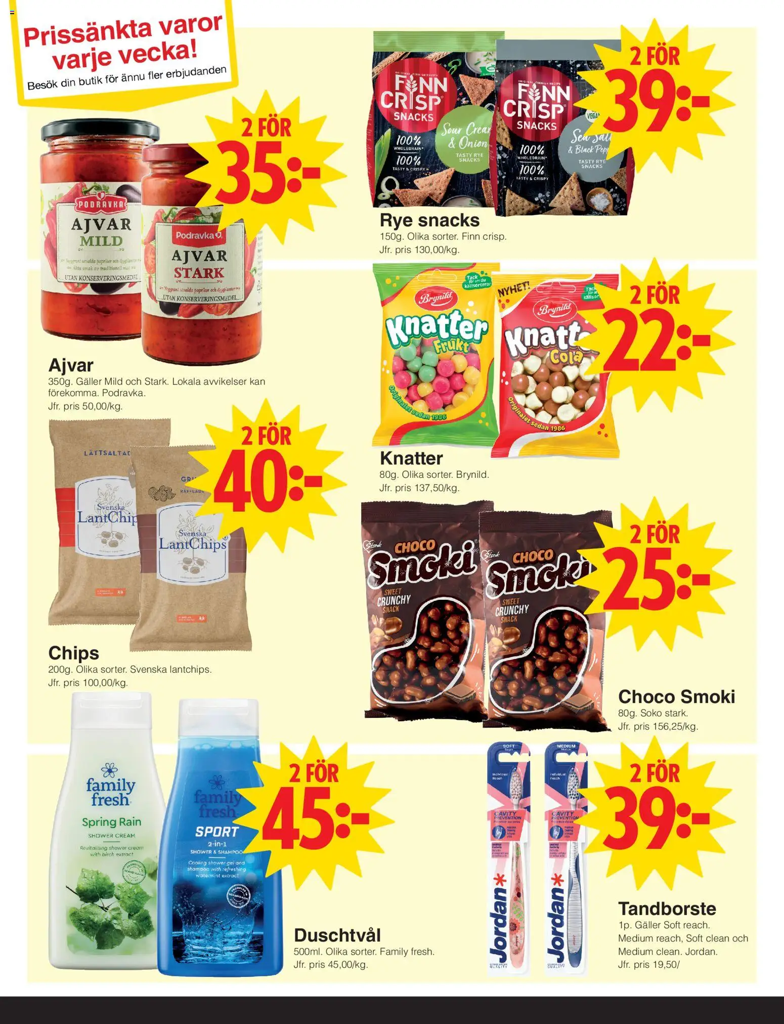Matöppet reklamblad aktuell från 12/10/2026 | Sida: 4 | Produkter: Duschtvål, Galler, Chips, Snacks