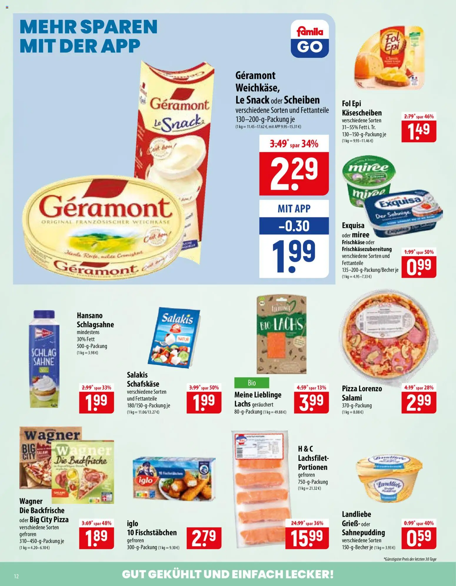 Famila Prospekt – gültig ab 21.09.2026 | Seite: 12 | Produkte: Lachs, Pizza, Sahne, Frischkase