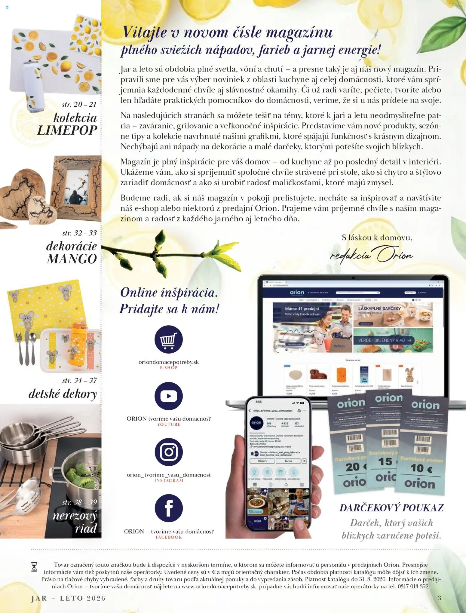 Nové Orion akcie – leták je platný od 09.03.2026 | Strana: 3 | Produkty: PC, Riad, Jar