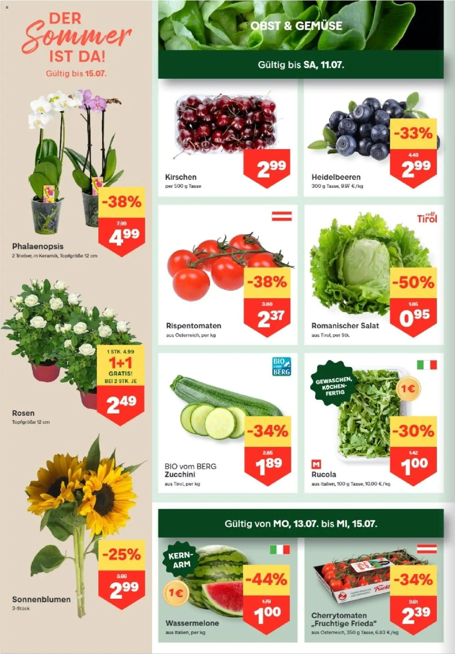 MPREIS Hohenems gültig ab 09.07.2026 | Seite: 2 | Produkte: Salat, Gemüse, Obst, Wassermelone