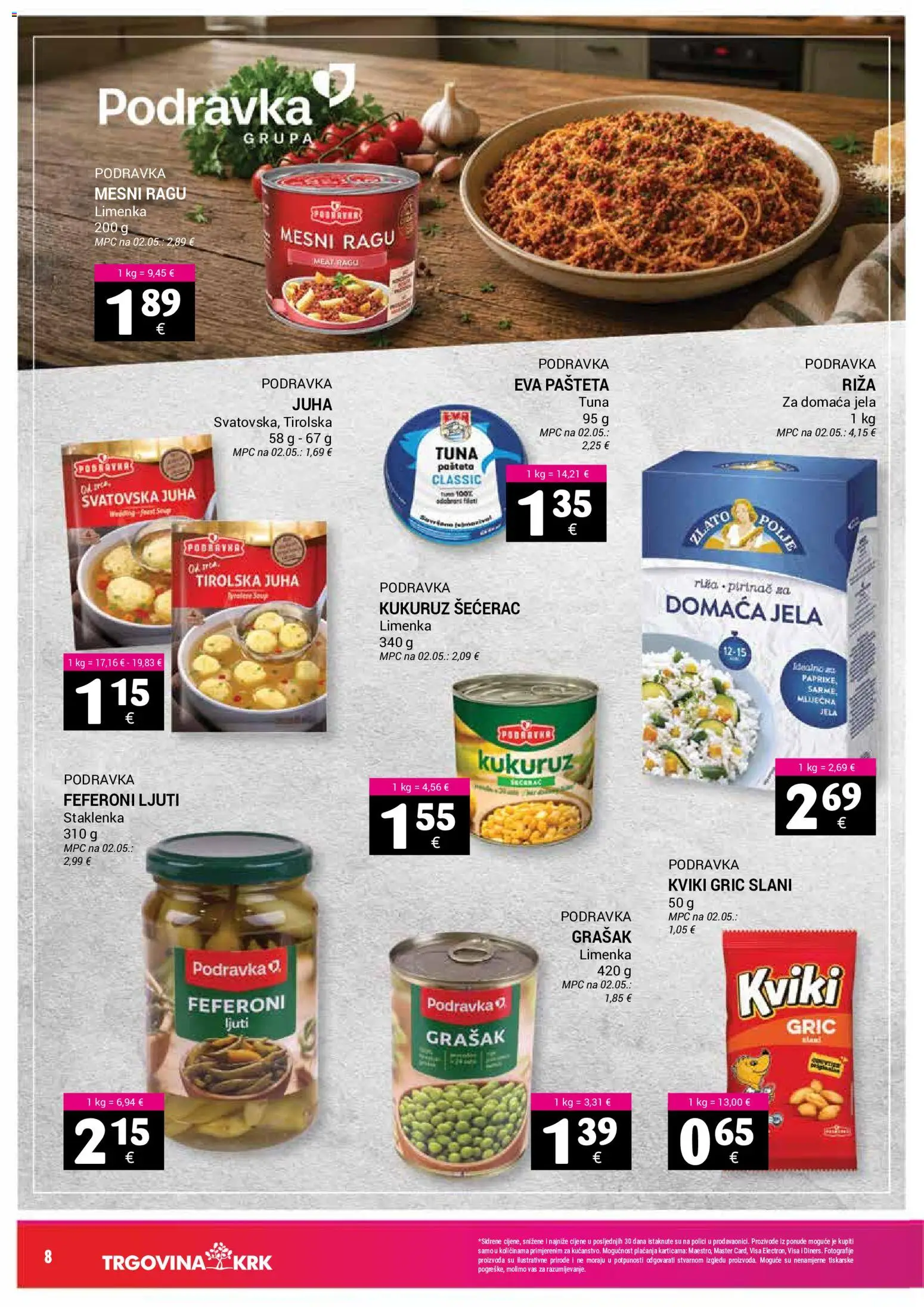 Trgovina Krk katalog | vrijedi od 01.08.2026 | Stranica: 8 | Proizvodi: Pašteta, Juha, Tuna, Feferoni