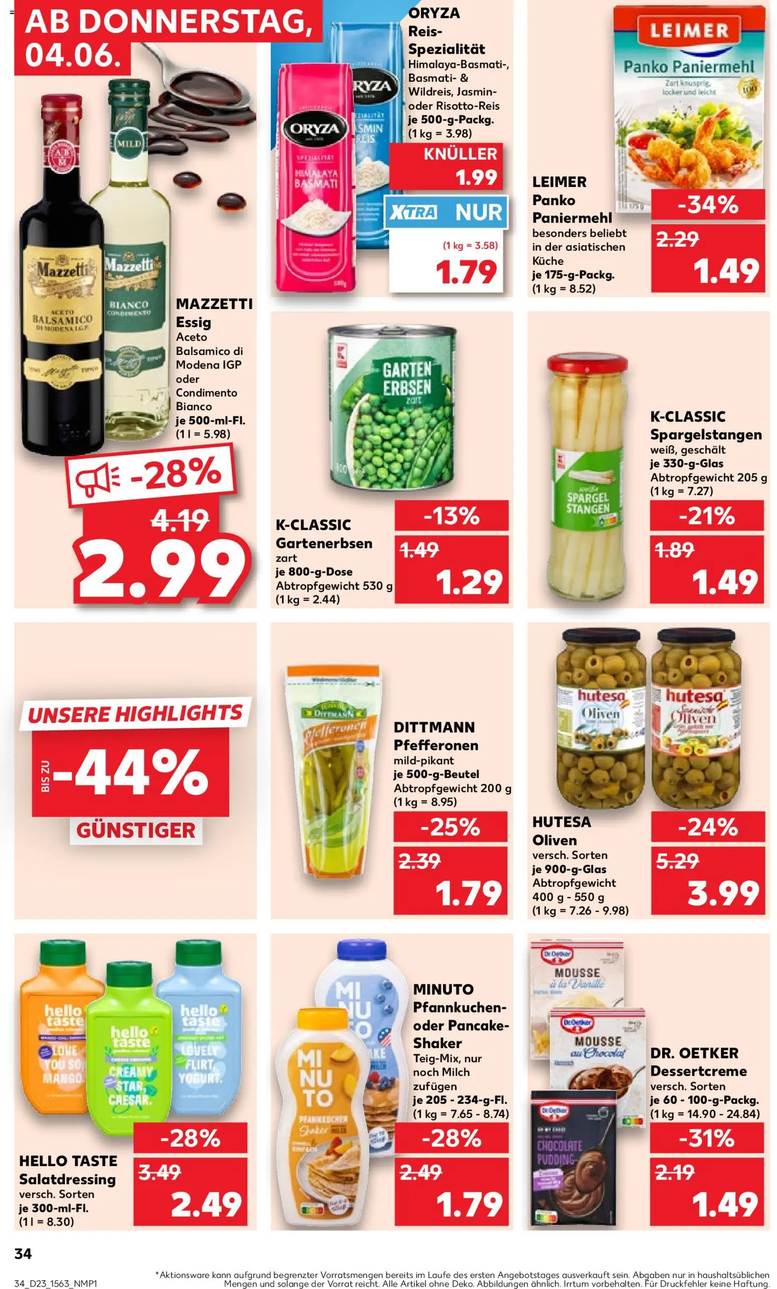 Kaufland Prospekt Hamburg – gültig ab 04.06.2026 | Seite: 34 | Produkte: Spargel, Pfannkuchen, Reis, Erbsen