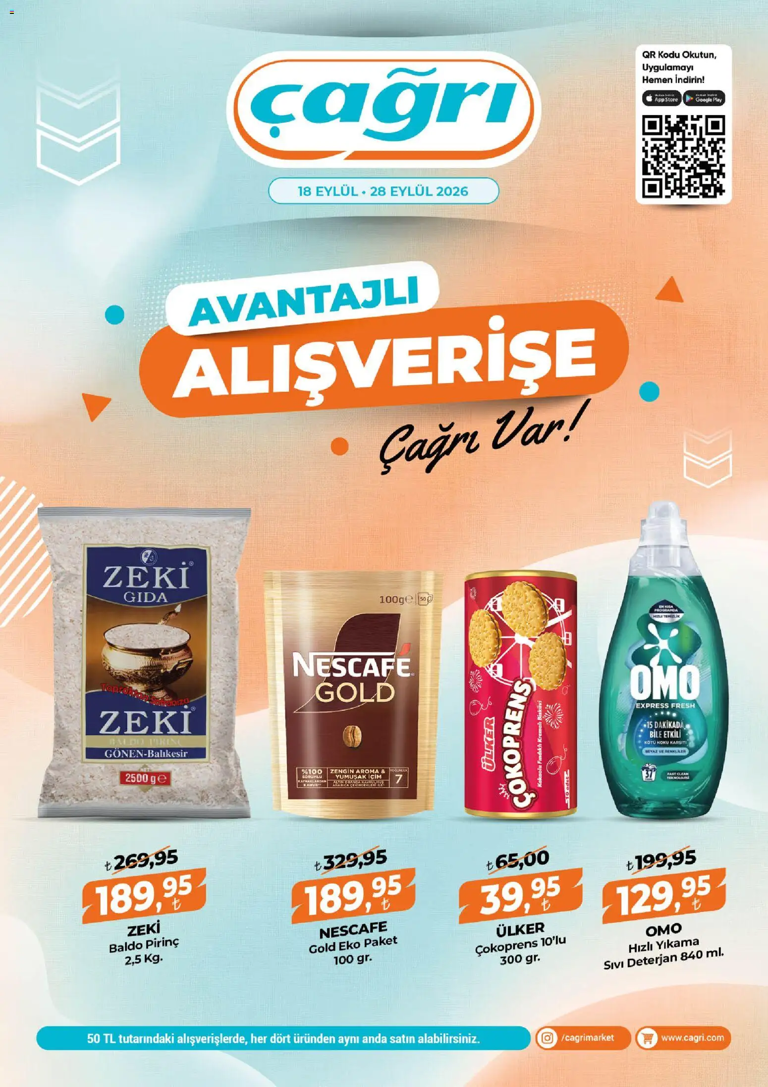 Çağrı Market Katalog - 18 Eylül 2026 tarihinden itibaren geçerlidir | Sayfa: 1 | Ürünler: Deterjan, Koku, Pirinç, Bisküvi