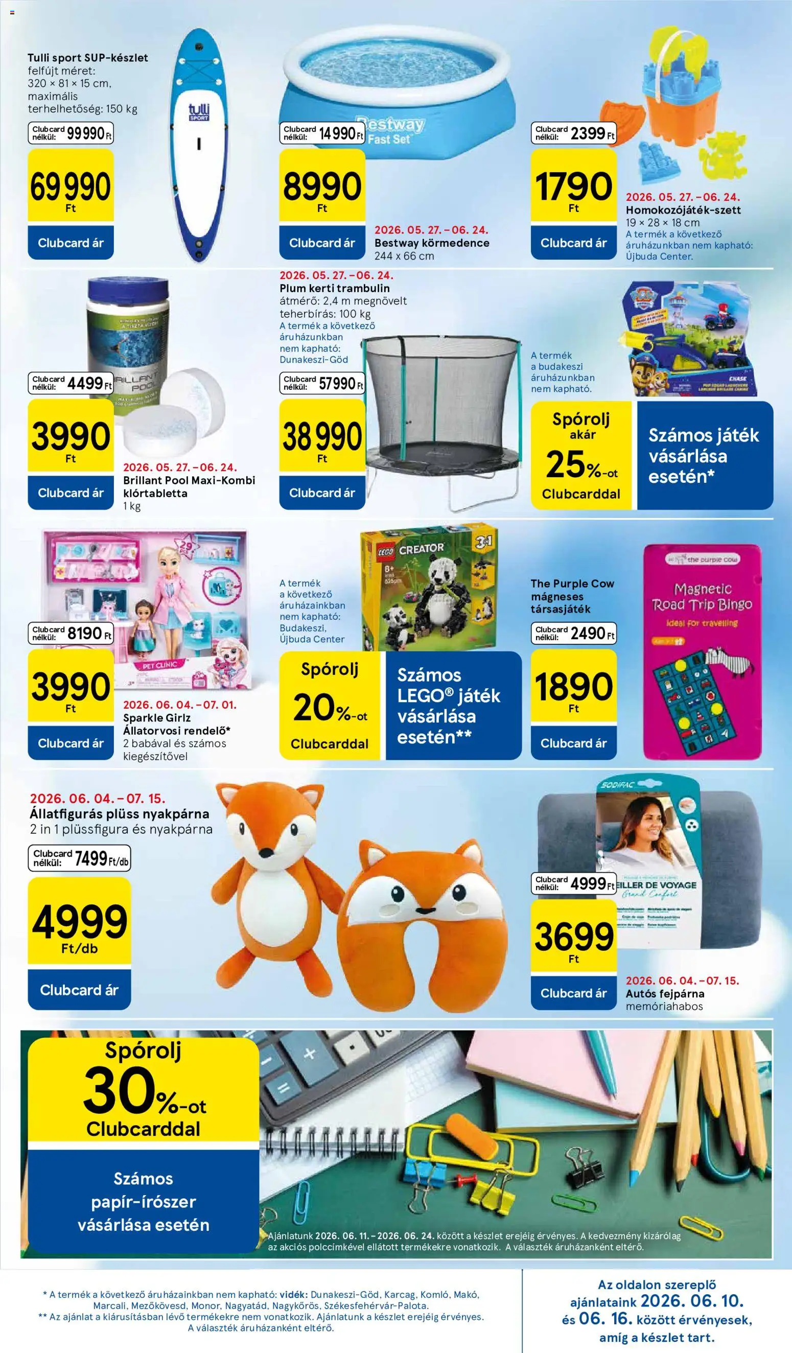Tesco akciós ujság - amely érvényes a következő dátumtól: 11.06.2026 | Oldal: 15 | Termékek: Játék, Plüss, Társasjáték, Trambulin