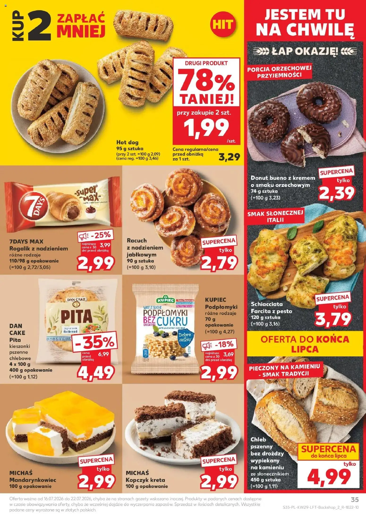 Kaufland gazetka od 16.07.2026 | Strona: 35 | Produkty: Wafle, Gazety, Focaccia, Hot dog