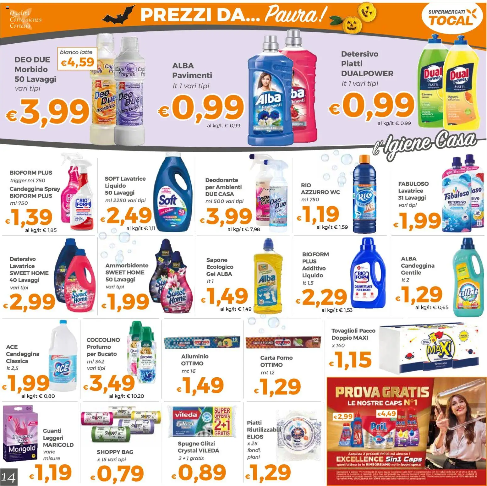Volantino Tocal del 20/10/2026 | Pagina: 14 | Prodotti: Sapone, Deodorante, Guanti, Alluminio