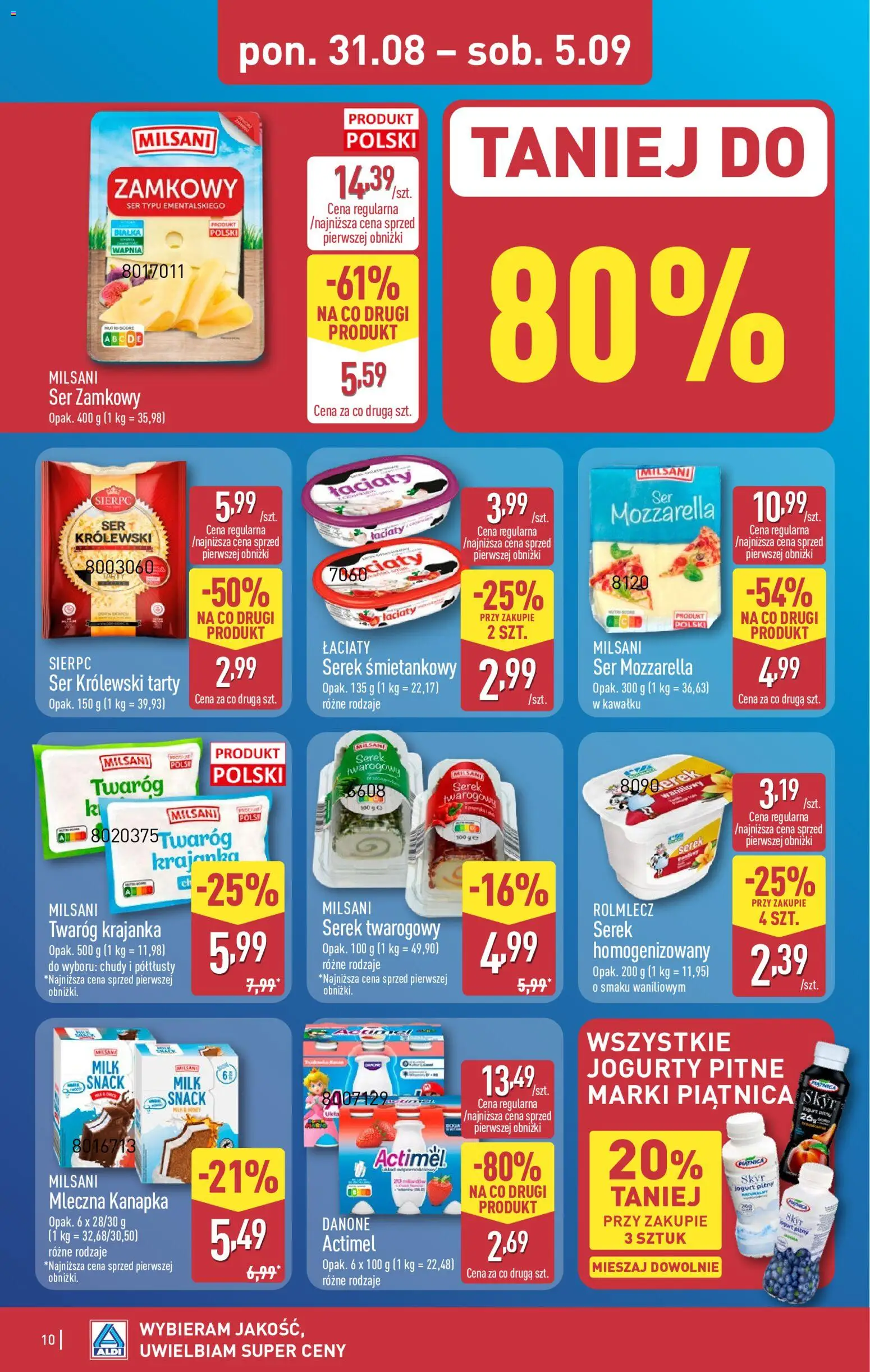 Aldi Polsko leták od 31.08.2026 | Strana: 10 | Produkty: Jogurt, Skyr, Jogurty, Mozzarella
