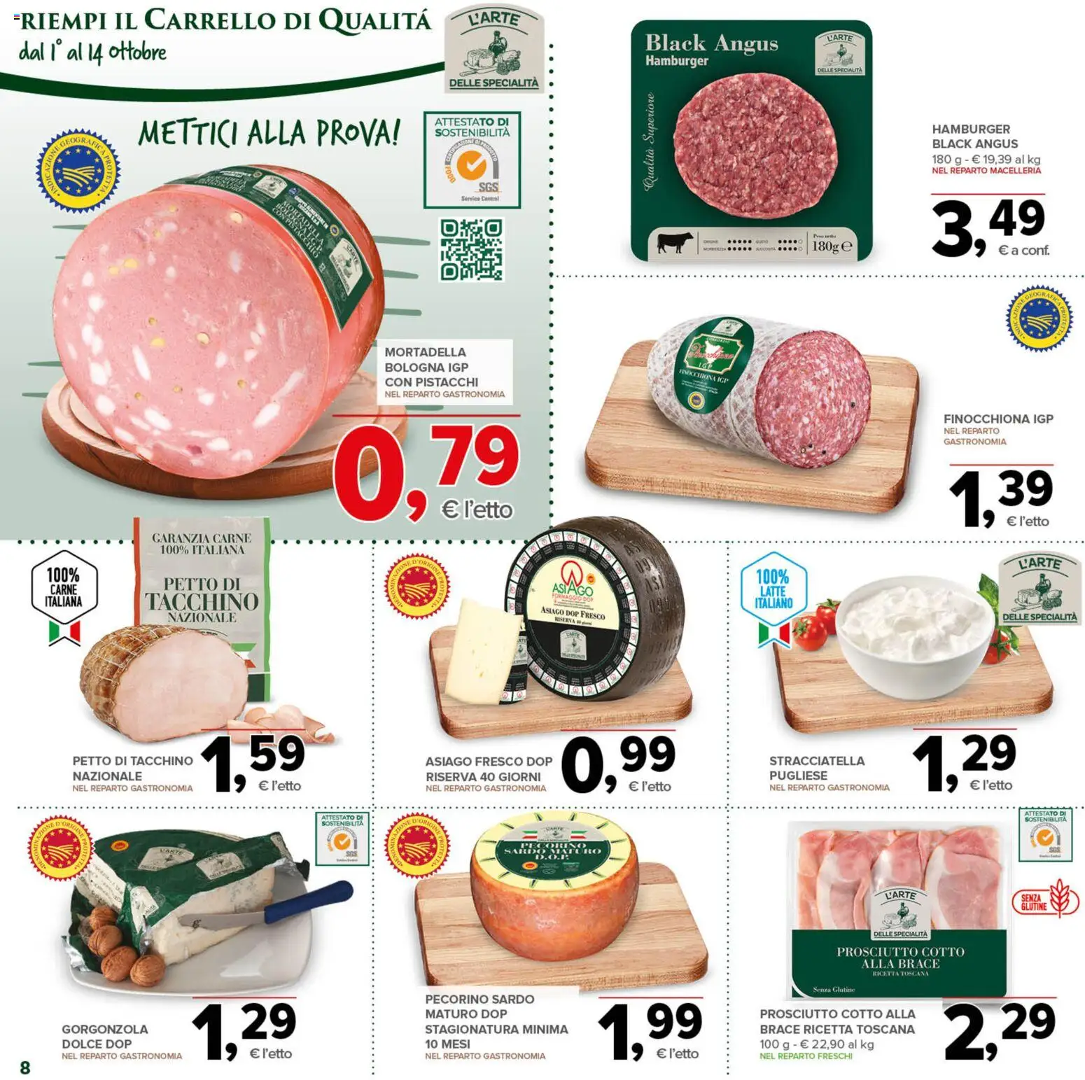 Volantino Todis del 01/10/2026 | Pagina: 8 | Prodotti: Tacchino, Pistacchi, Gorgonzola, Pecorino