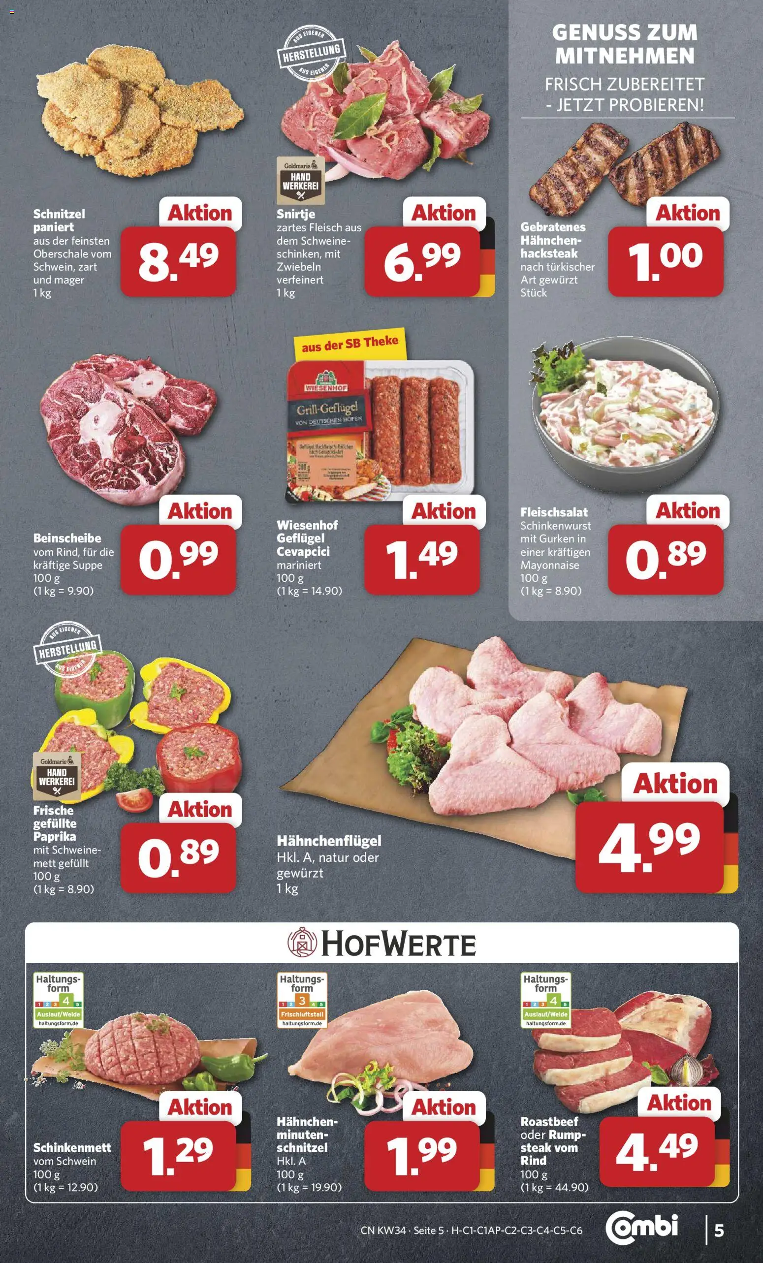 Combi Prospekt – gültig ab 17.08.2026 | Seite: 5 | Produkte: Hahnchen, Cevapcici, Fleisch, Gurken