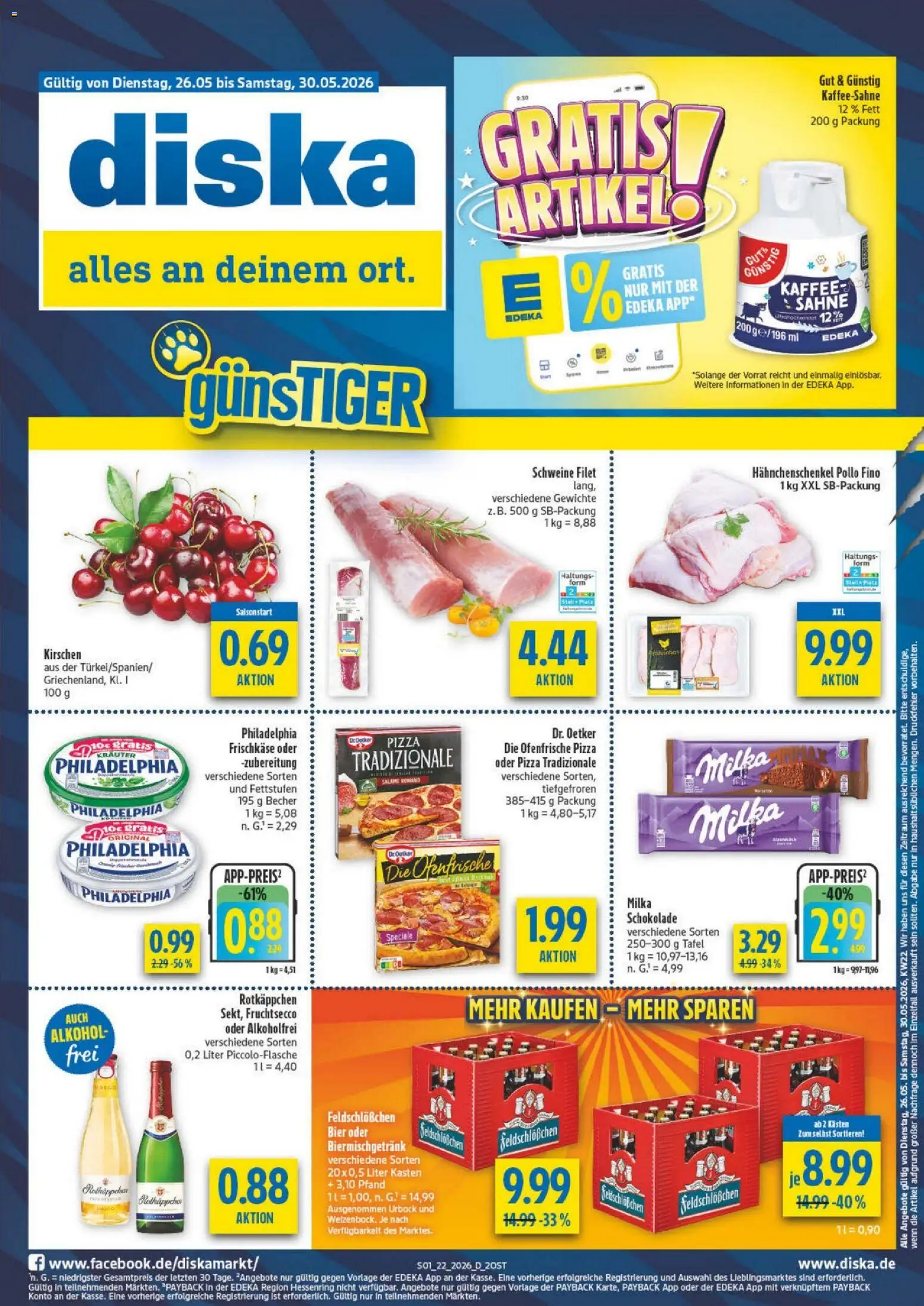 Diska - Diska Angebote Sachsen-Thüringen KW22 – gültig ab 26.05.2026 | Seite: 1 | Produkte: Milka, Mango, Pizza, Sahne