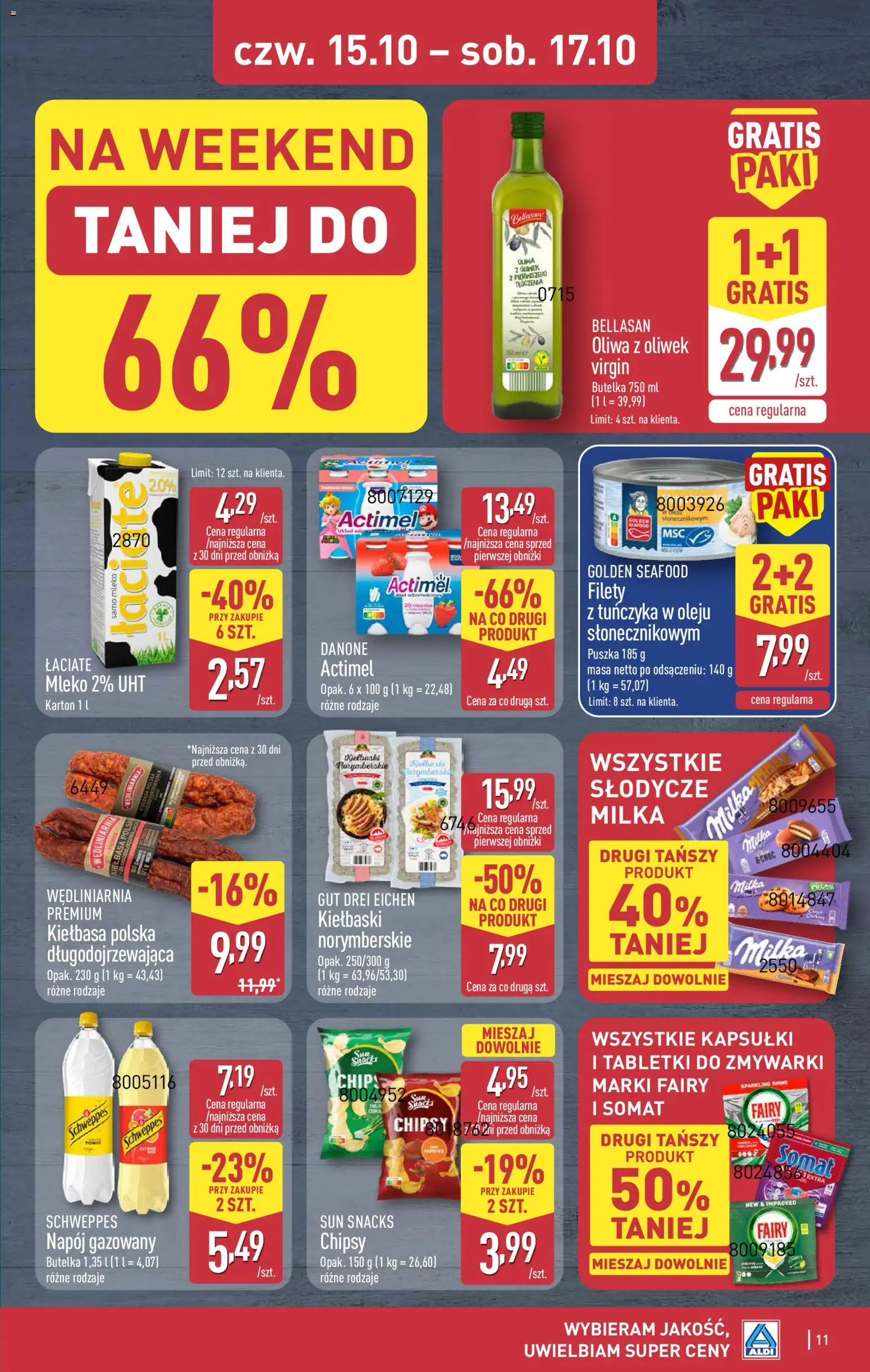 Aldi gazetka - Oferta weekendowa od 15.10.2026 | Strona: 11 | Produkty: Chipsy, Milka, Actimel, Mleko