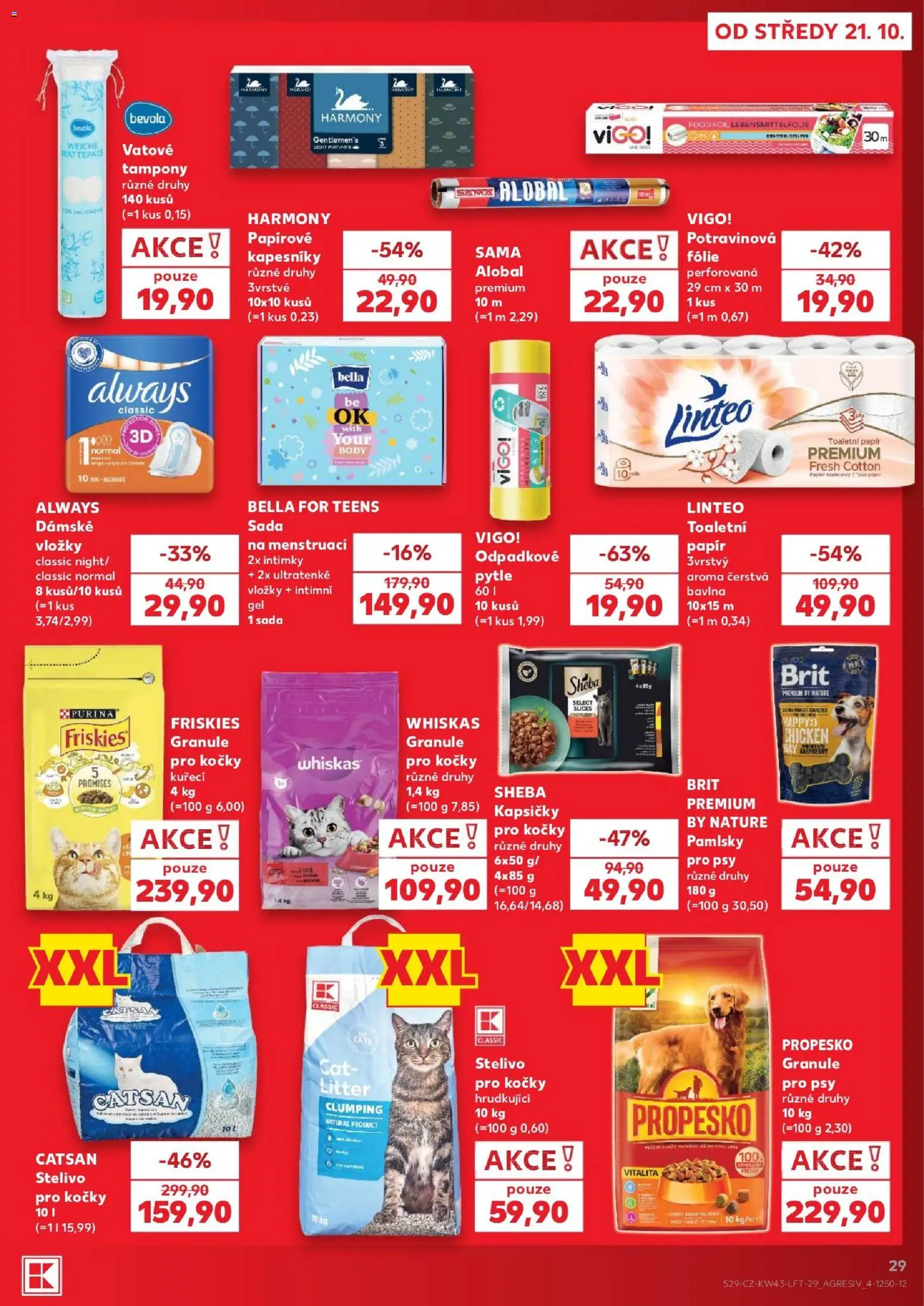 Kaufland leták - Kolín od 21.10.2026 | Strana: 29 | Produkty: Stelivo pro kočky, Kapsičky pro kočky, Granule pro psy Propesko, Whiskas granule