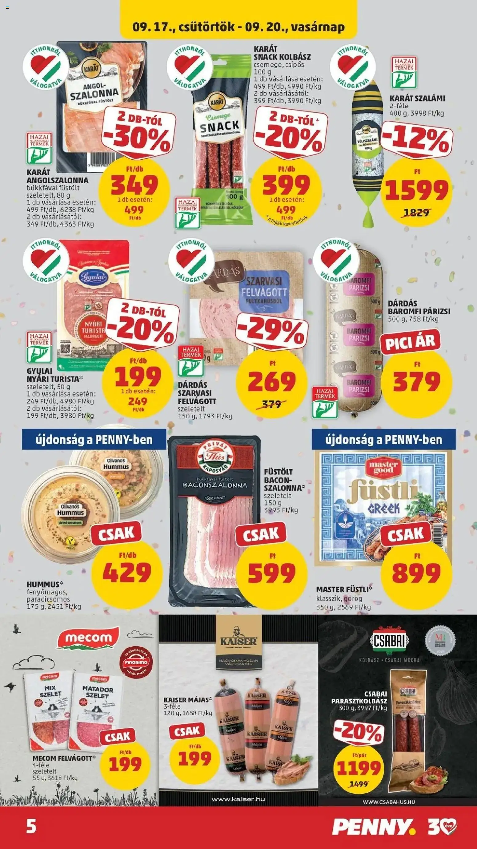 PENNY aktuális akciós újság: 2026.09.17.-tól lapozható | Oldal: 5 | Termékek: Füstli, Szalonna, Felvágott, Angol szalonna