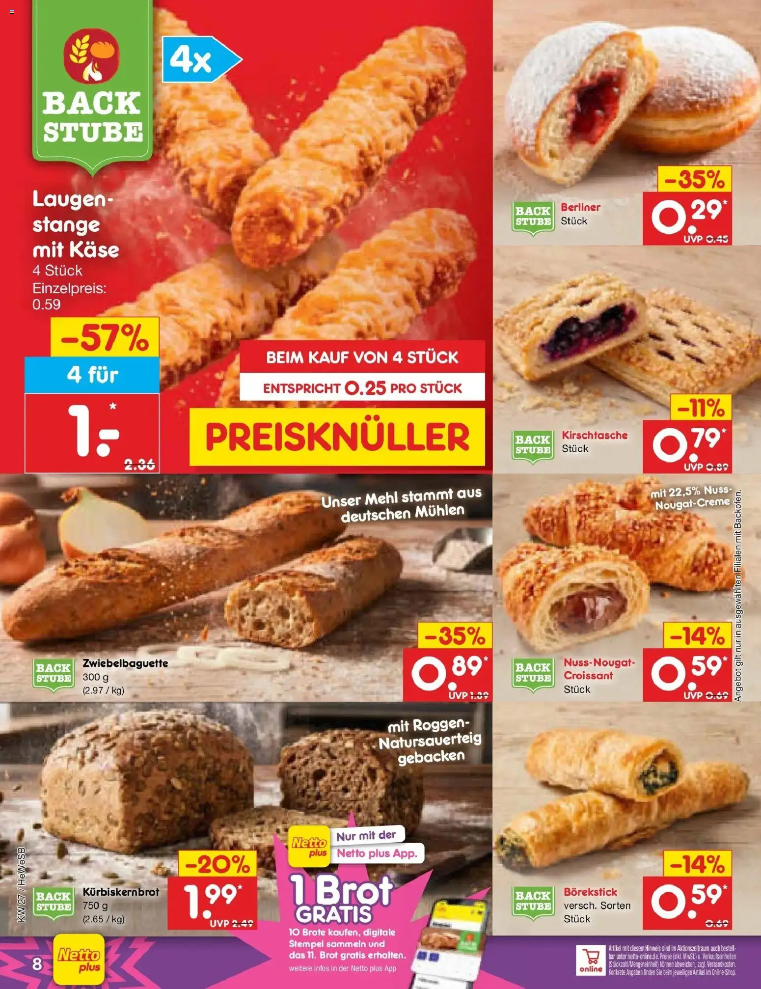 Netto Marken-Discount Prospekt Hamburg – gültig ab 29.06.2026 | Seite: 10 | Produkte: Berliner, Mehl, Croissant, Brot