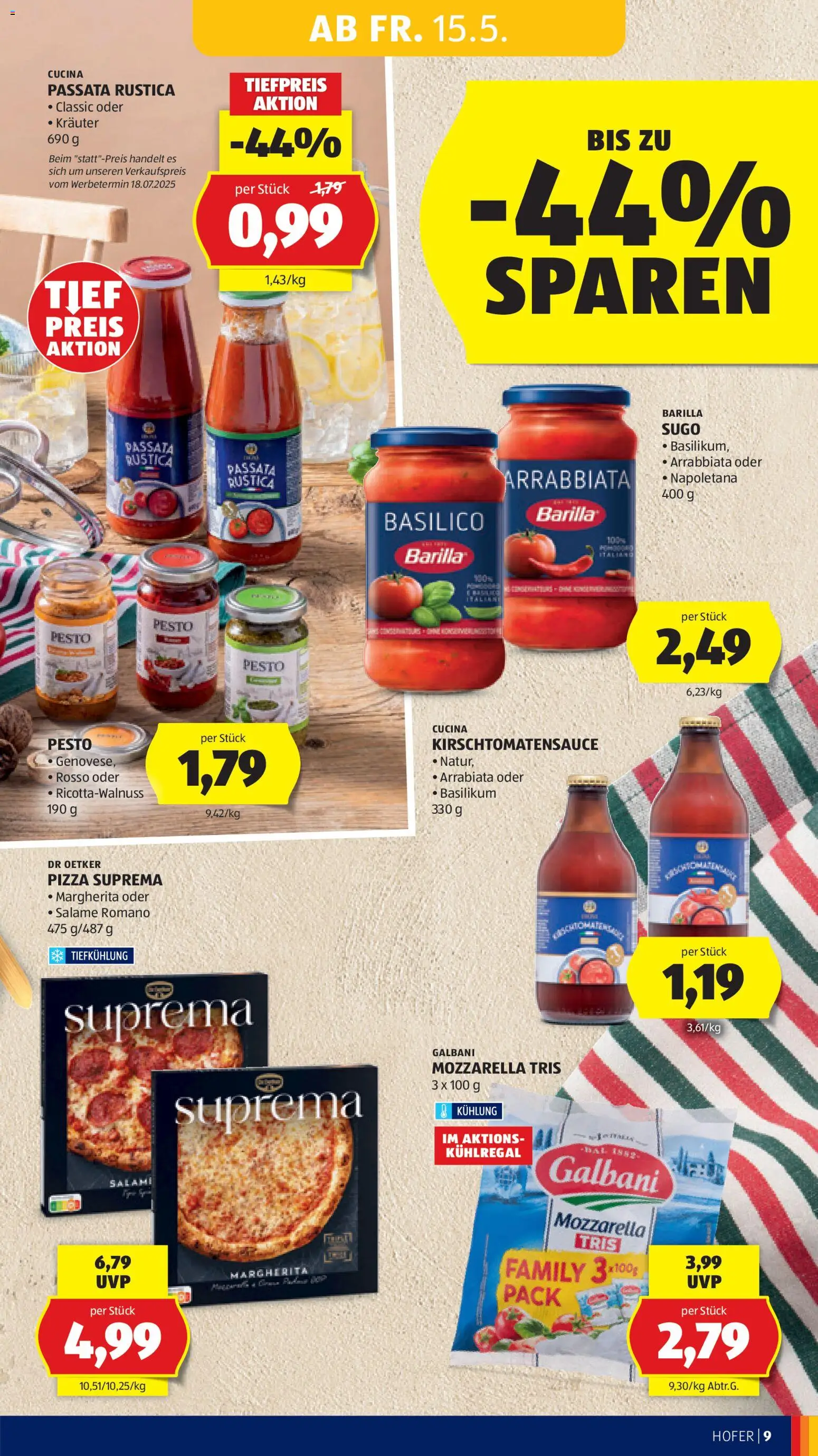Hofer AT akciós ujság - amely érvényes a következő dátumtól: 15.05.2026 | Oldal: 13 | Termékek: Mozzarella, Pesto, Pizza