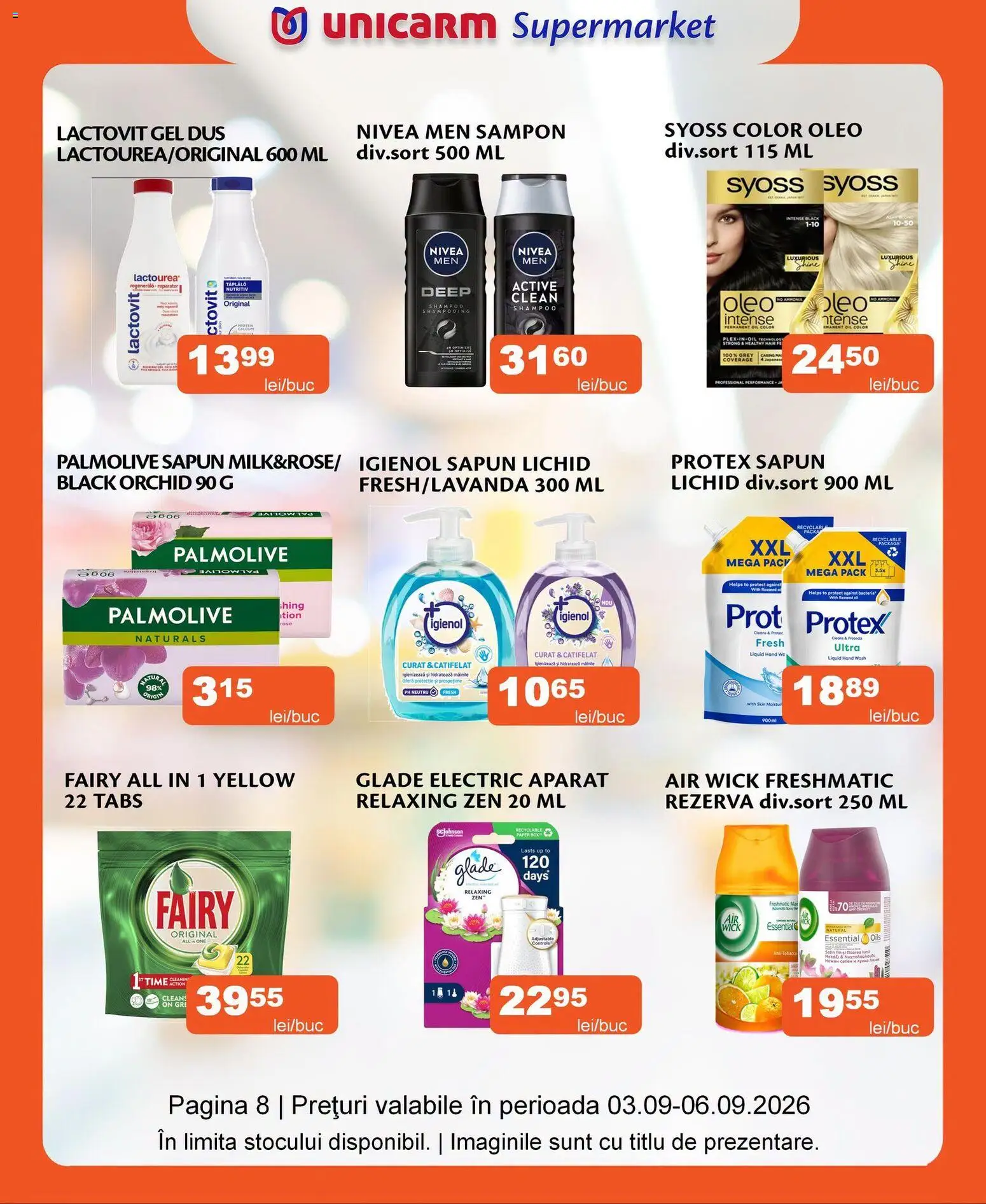 Noul catalog Unicarm – valabil de la 03.09.2026 | Pagină: 8 | Produse: Clean, Aparat, Șampon, Intense