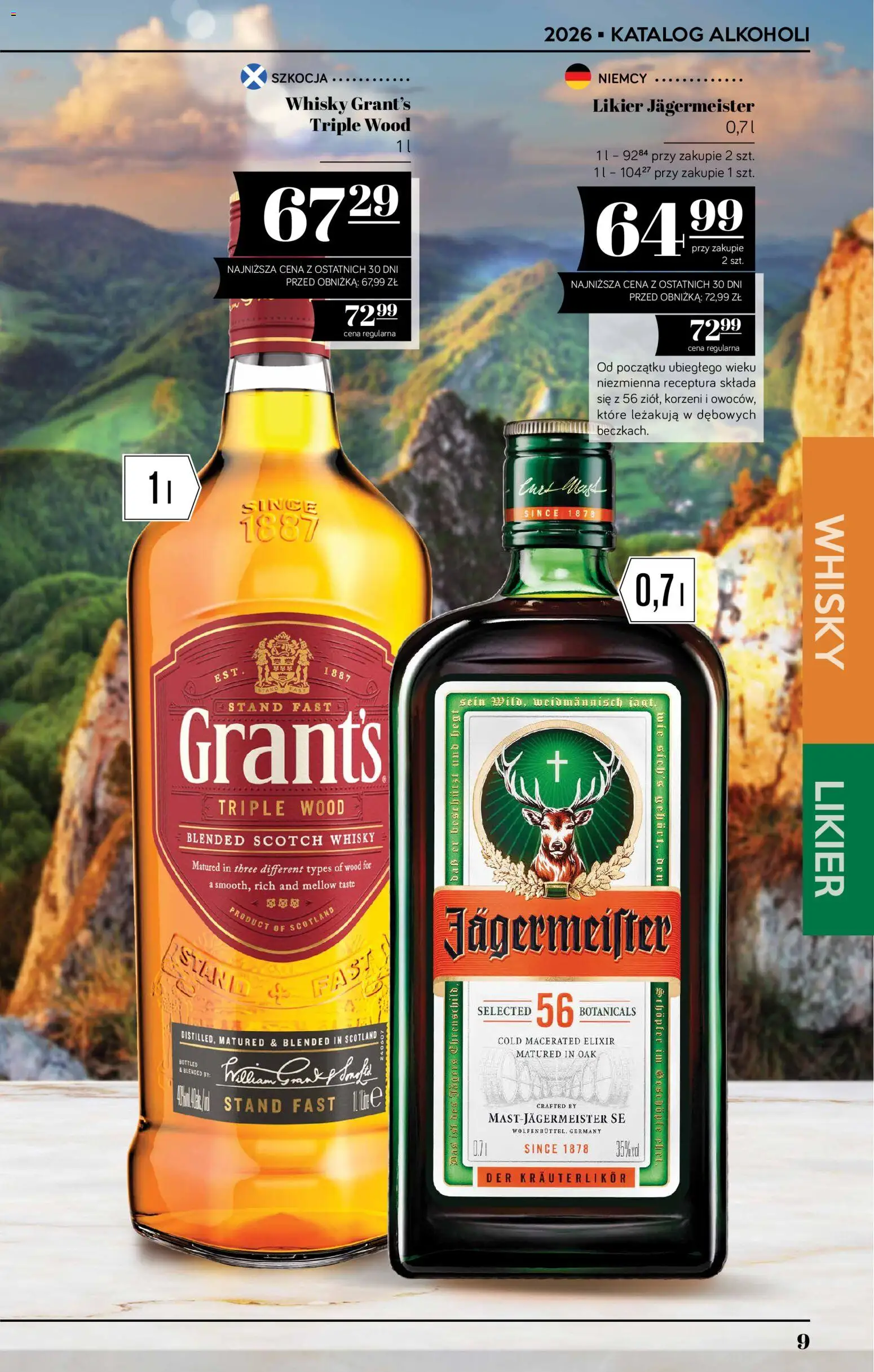 POLOmarket katalog - Alkoholi od 13.08.2026 | Strona: 9 | Produkty: Grant's, Likier Jägermeister, Jagermeister, Whisky