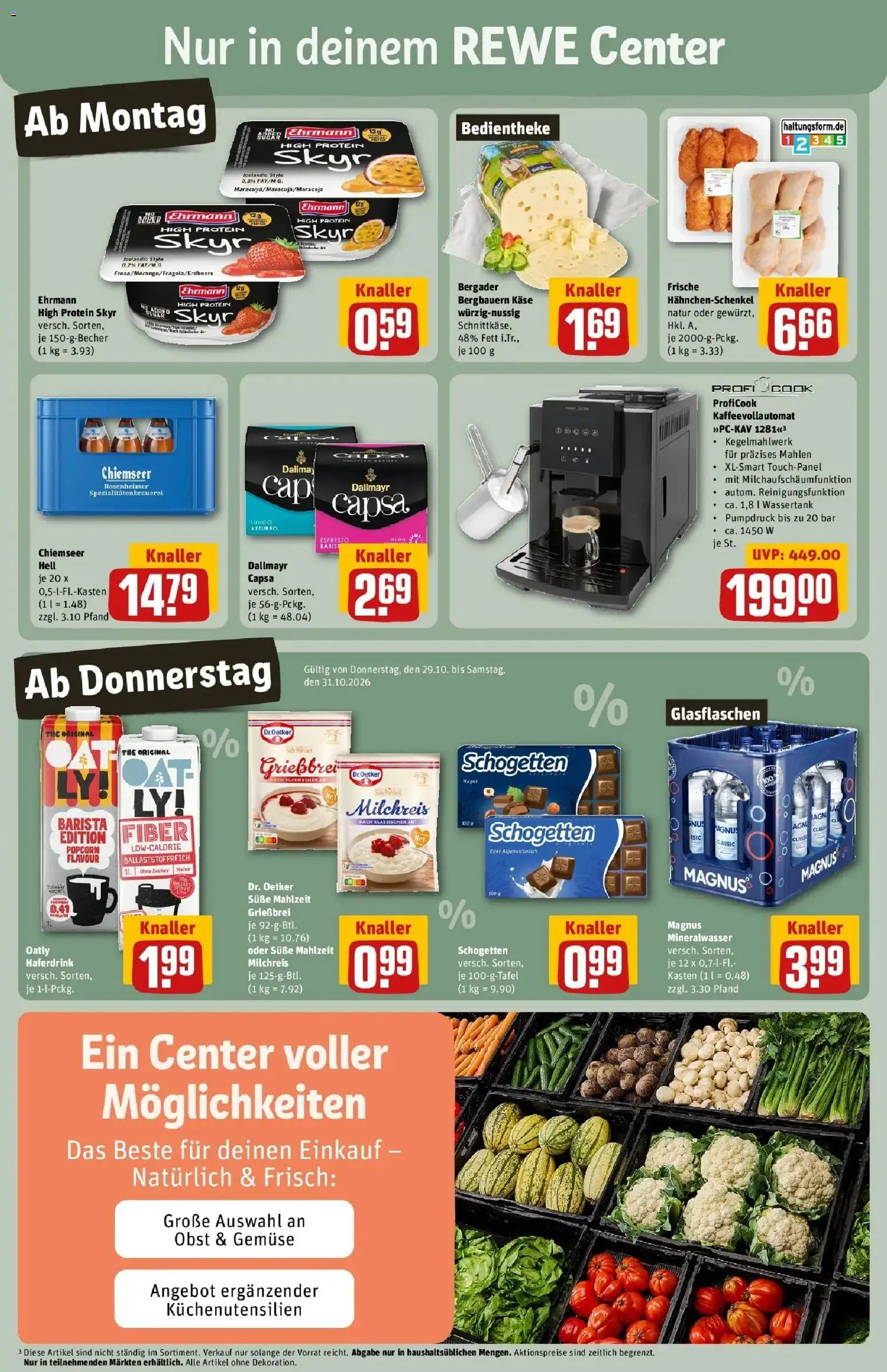 REWE Prospekt ab 26.10.2026 zum Blättern » Angebote | Seite: 3 | Produkte: Käse, Haferdrink, Oatly, Popcorn