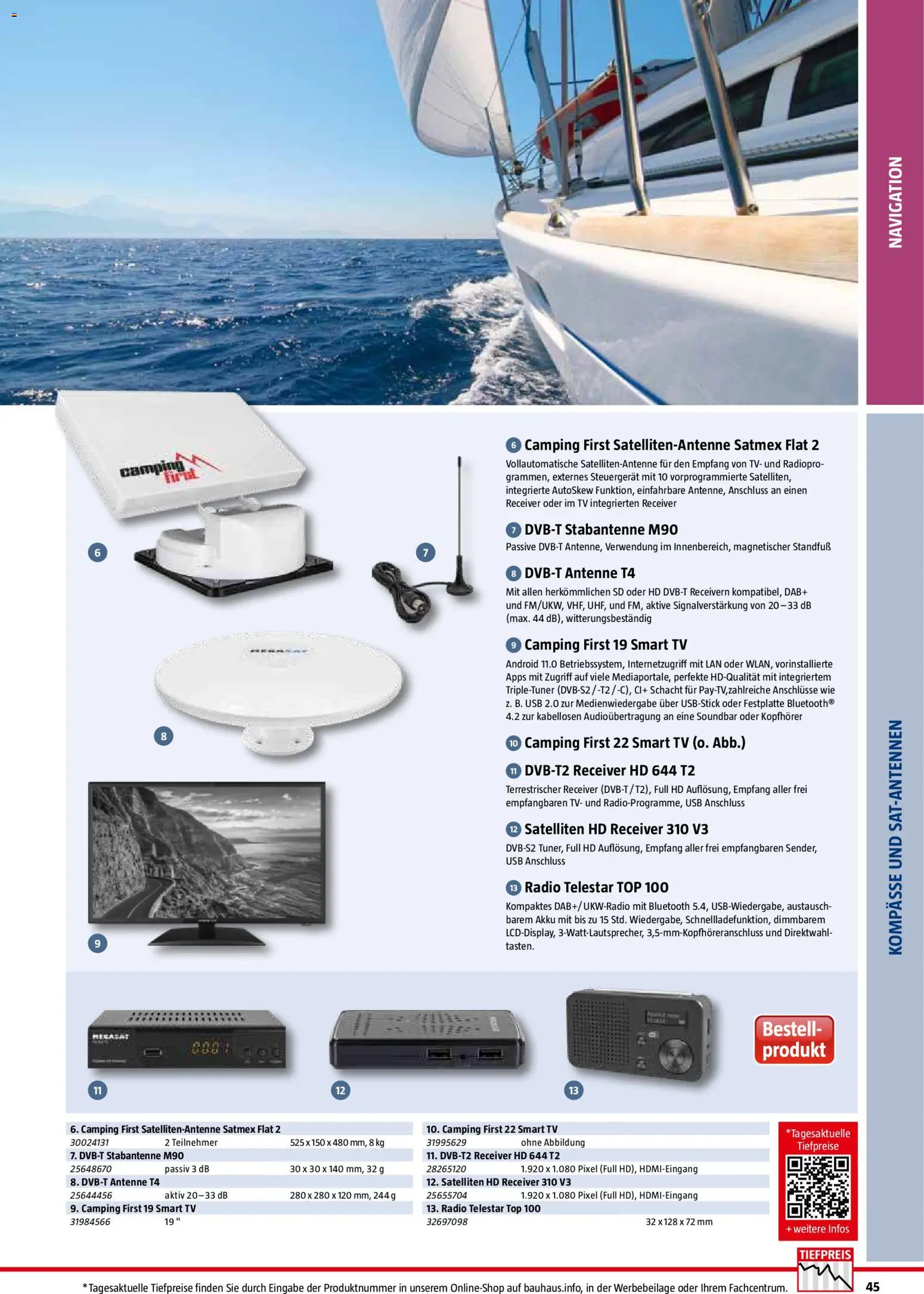 Bauhaus Nautic gültig ab 01.01.2026 | Seite: 45 | Produkte: TV, Radio, Kopfhörer, USB