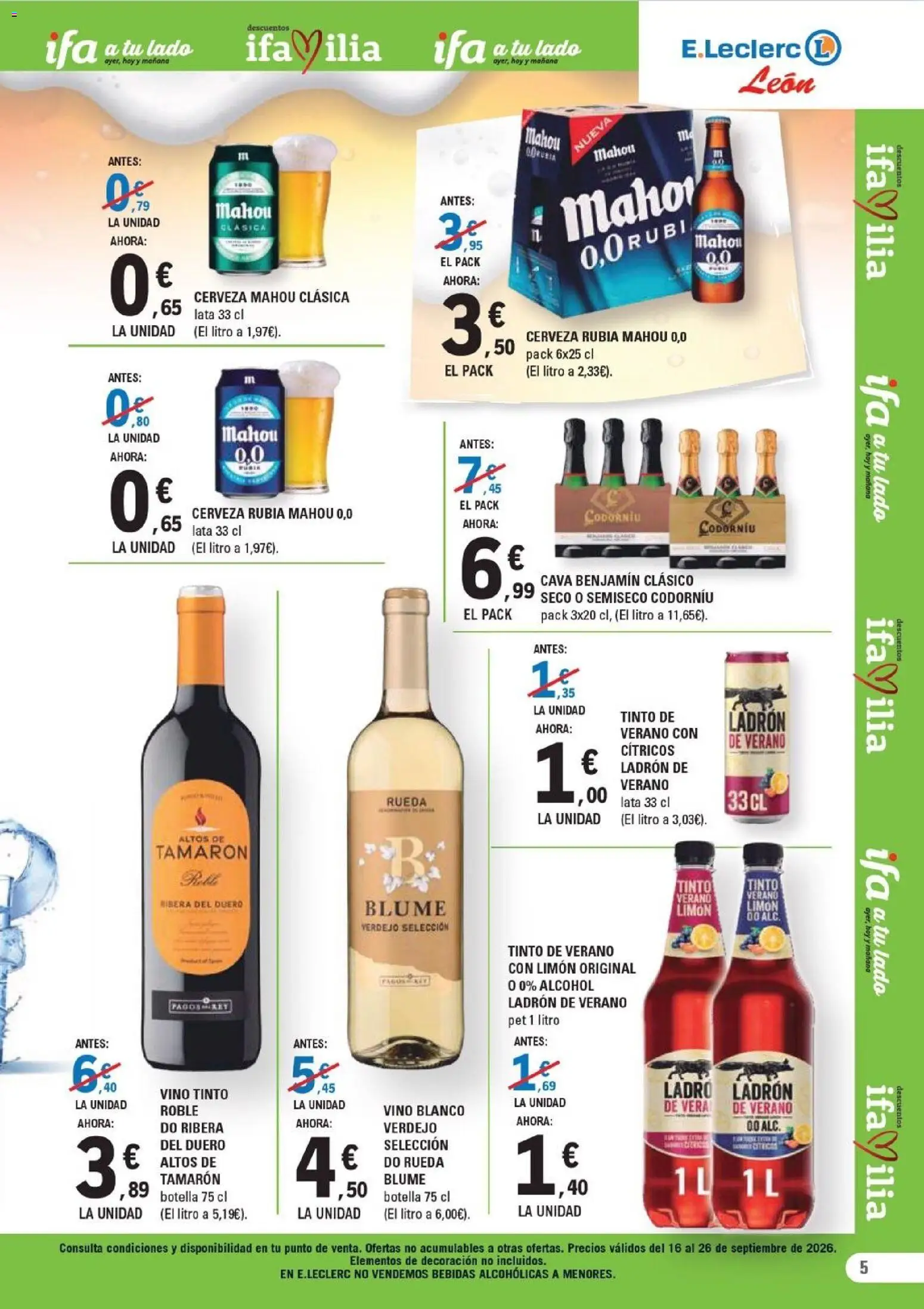 E.Leclerc - León │ válido desde el 16/09/2026 | Página: 5 | Productos: Limón, Vino blanco, Bebidas, Decoración
