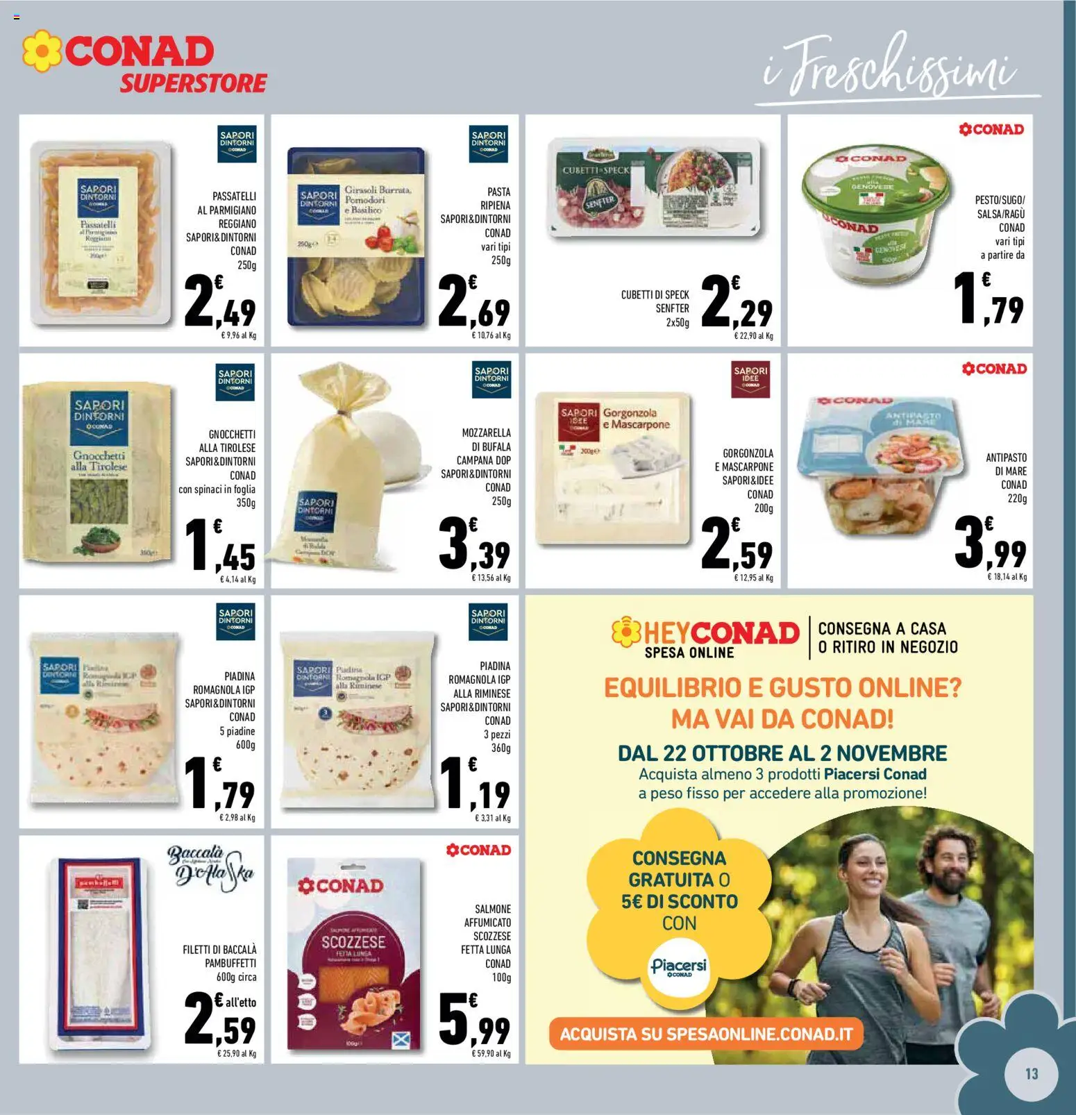 Volantino Conad del 21/10/2026 | Pagina: 13 | Prodotti: Salmone, Basilico, Gnocchi, Gnocchetti