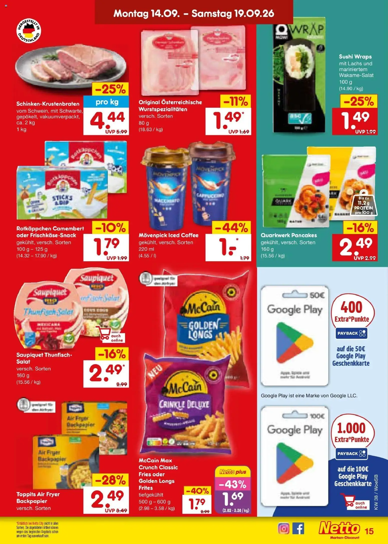 Netto Marken-Discount Prospekt Gemmingen – gültig ab 14.09.2026 | Seite: 21 | Produkte: Thunfisch, McCain, Lachs, Rotkäppchen