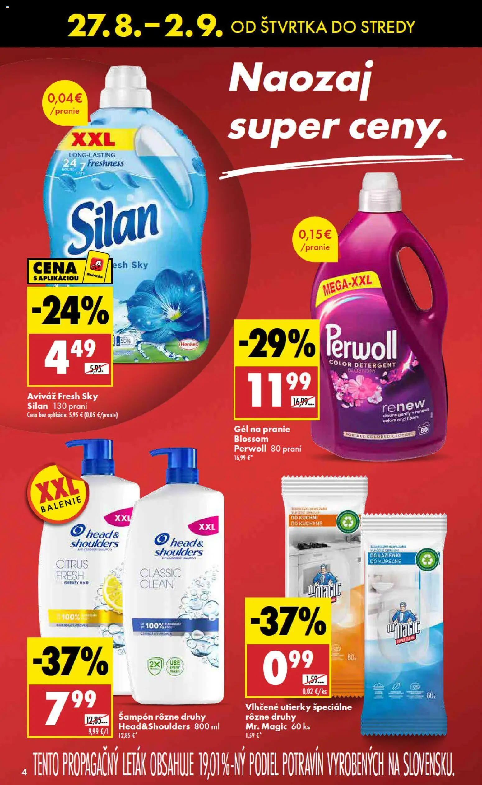 Nové Biedronka akcie – leták je platný od 27.08.2026 | Strana: 4 | Produkty: Silan, Šampón, Aviváž, Head & Shoulders