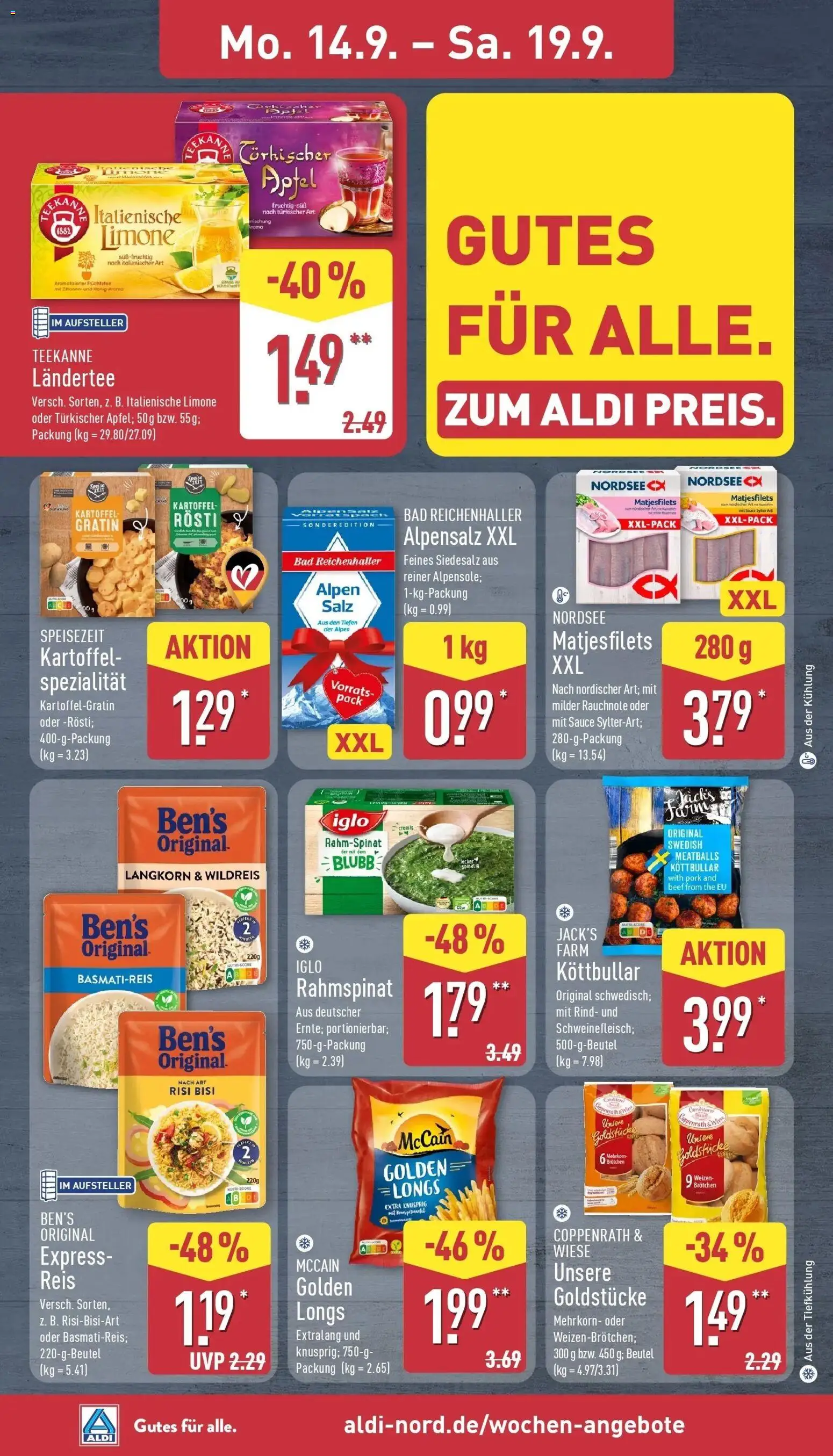 Aldi Aktueller Prospekt (ab 15.09.2026) » Angebote Online | Seite: 6 | Produkte: Basmatireis, Iglo, Äpfel, Reis