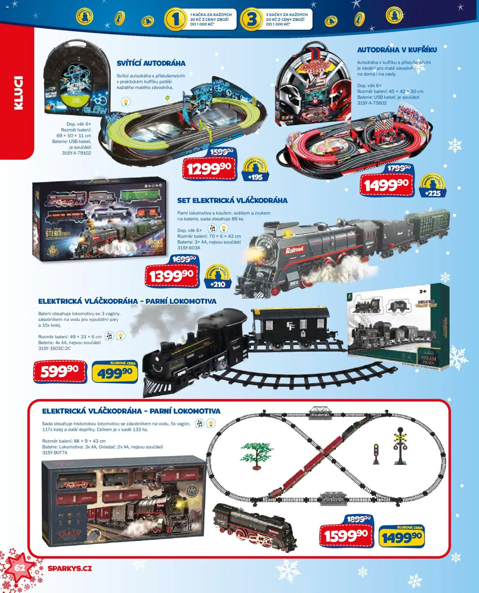 Sparkys katalog Vánoce 2026 od 01.10.2026 | Strana: 62 | Produkty: Svítící autodráha, USB, Autodráha, Baterie