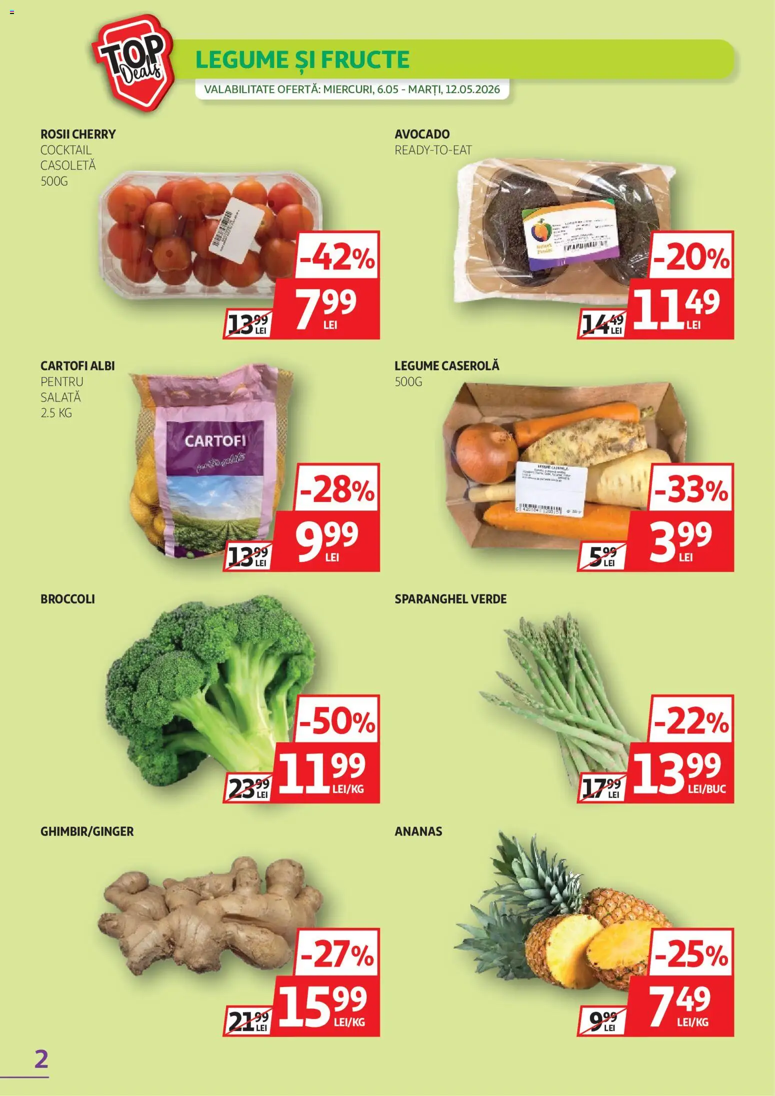 Noul catalog Auchan – valabil de la 06.05.2026 | Pagină: 2 | Produse: Roșii, Ananas, Legume, Fructe